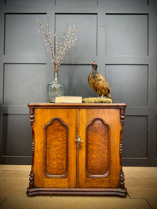 Antique Walnut & Oak Cabinet Drawers And Cupboard / Sewing Drinks Cabinet