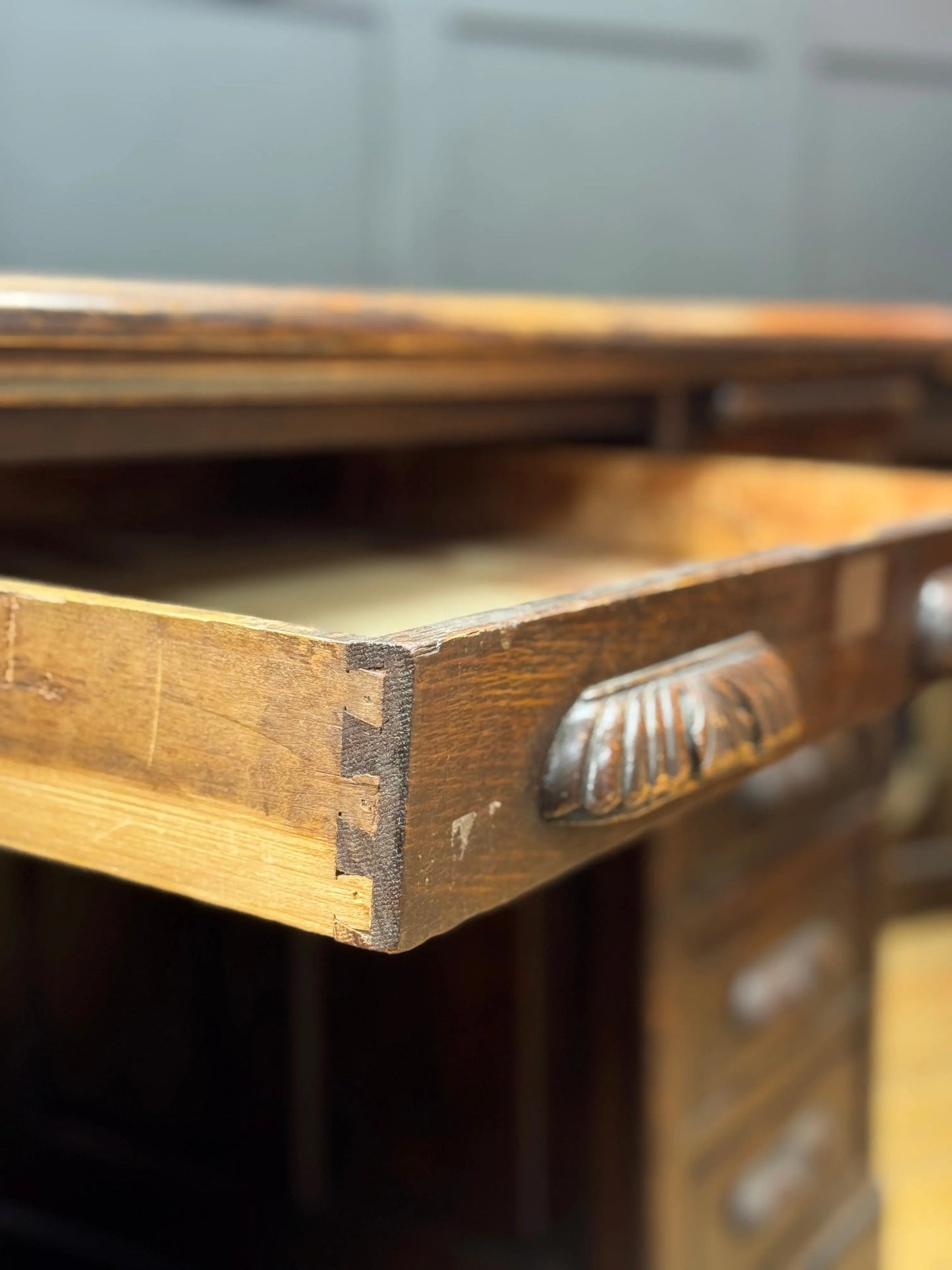 Antique Oak Partners Desk Large Double Sided Pedestal Desk Station Masters