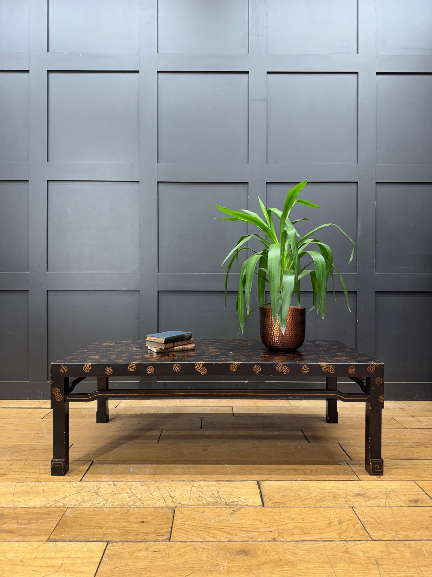 Chinese Black Lacquer Kang Coffee Table Low Oriental Table 110cm
