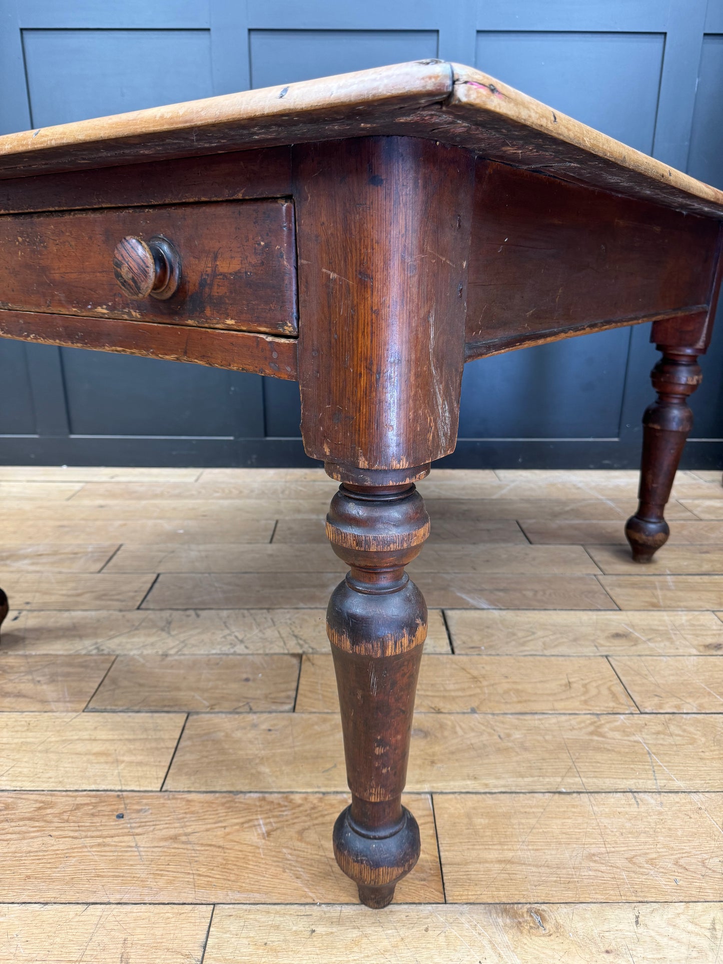 Antique Pine Dining Table / Victorian Kitchen Table / Rustic Farmhouse Pine Desk