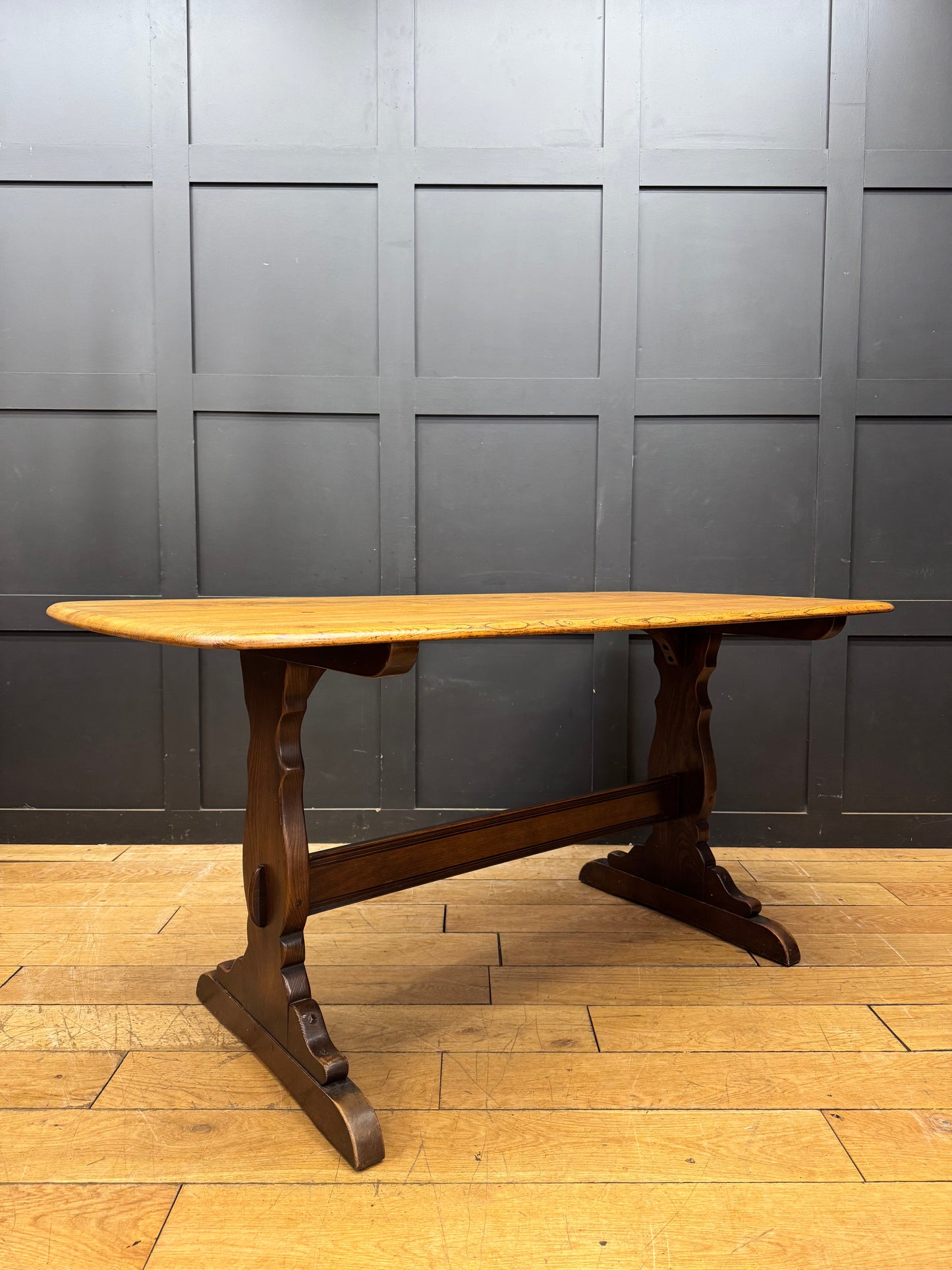 Vintage Ercol Solid Elm Refectory Dining Table – 152cm, Kitchen Table