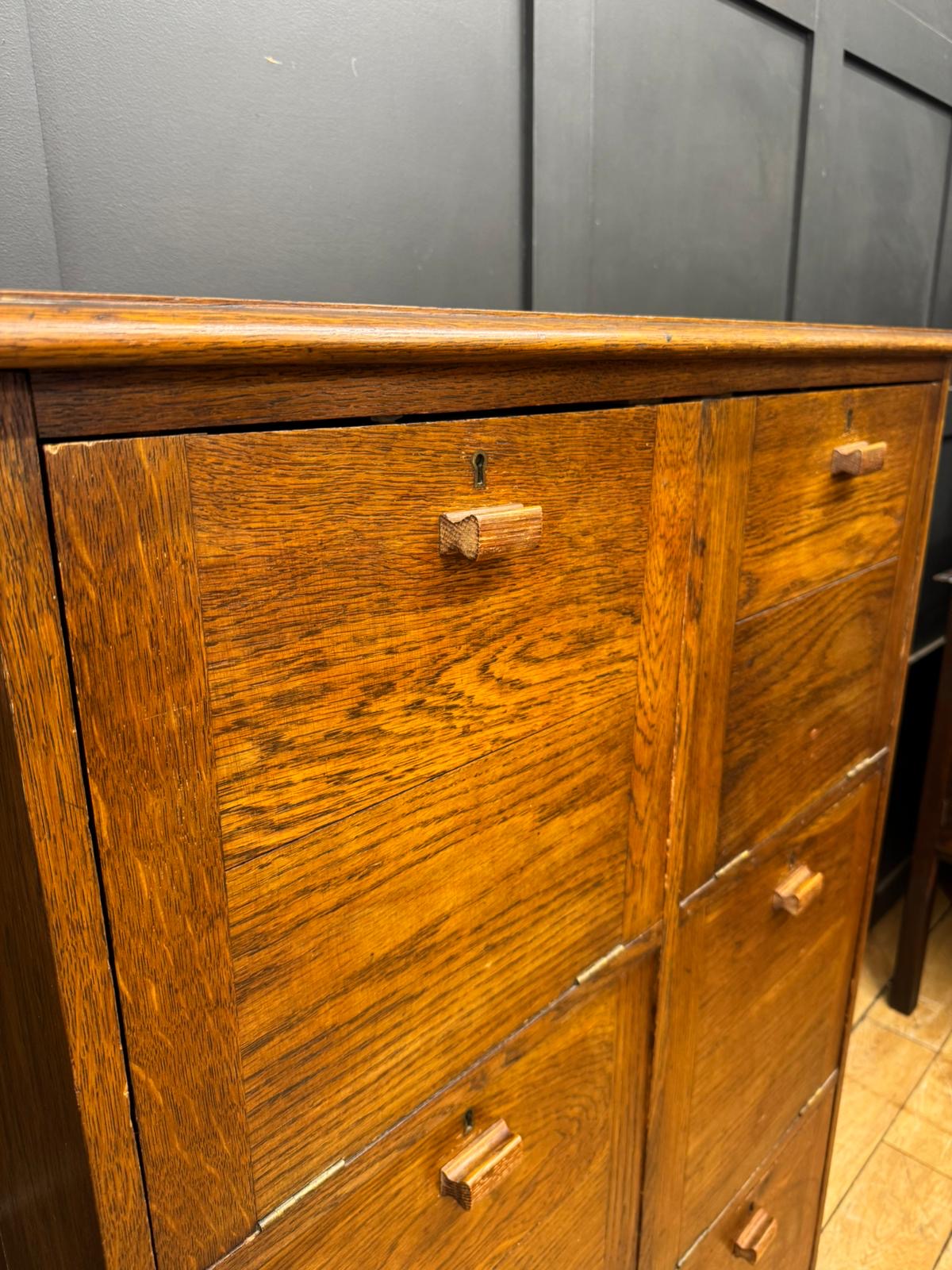 Antique Oak School Lockers Hall Cupboard Shoe Storage Kitchen  Drinks Cabinet