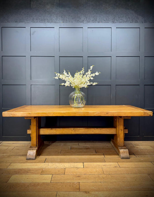 Rustic Oak Refectory Dining Table Large Farmhouse Kitchen Trestle Table