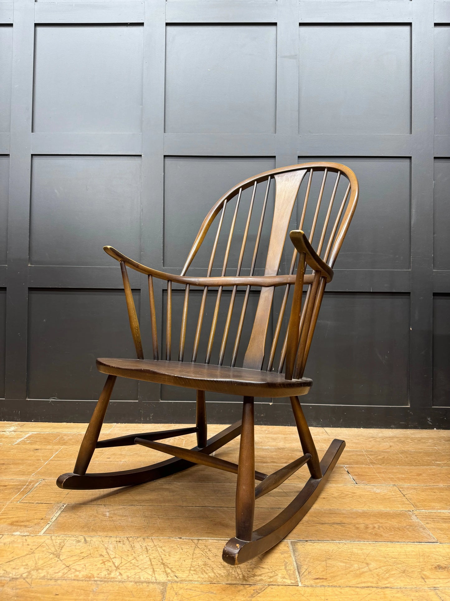 Ercol Windsor Rocking Chair Vintage Elm Beech Armchair Rocker 473