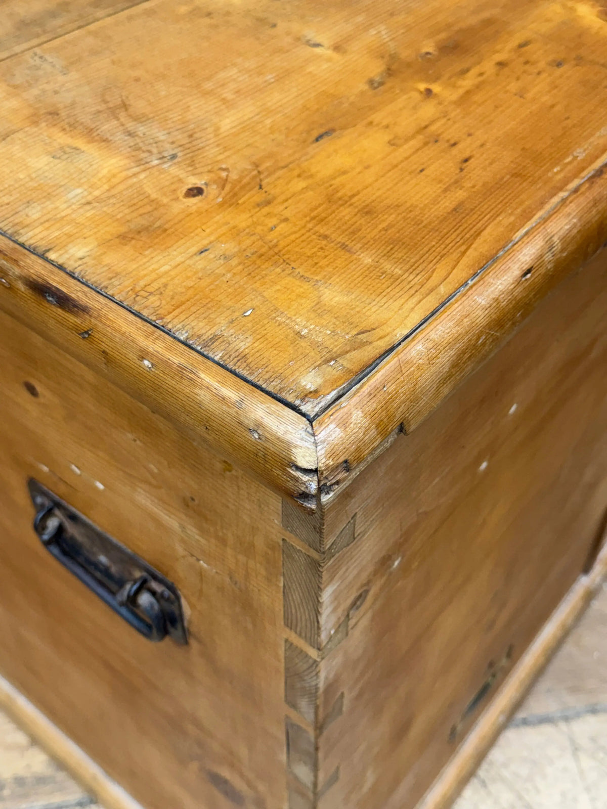 Antique Victorian Pine Mule Chest Blanket Box Storage Trunk Drawers TV Stand