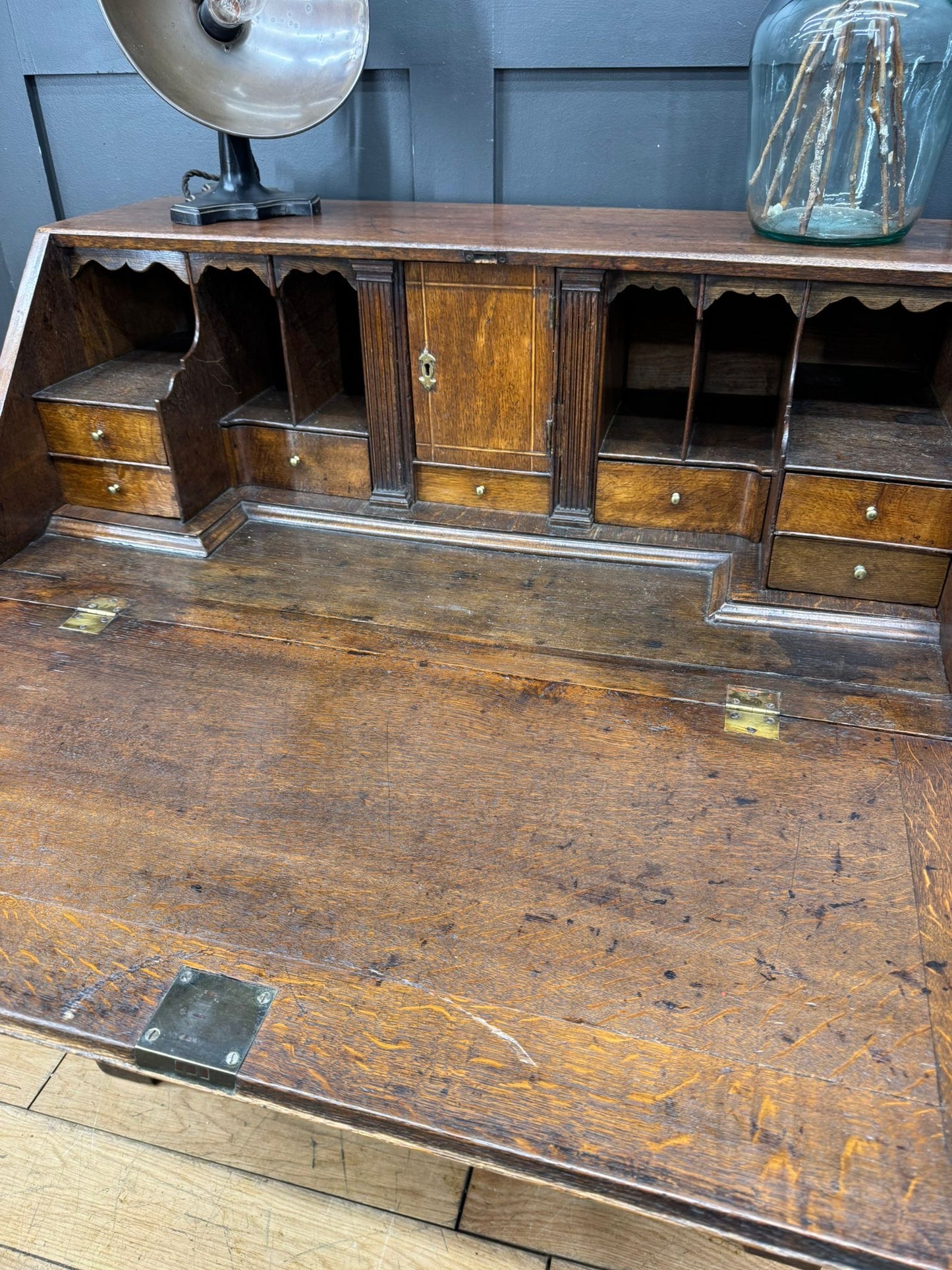 Georgian Oak Bureau Desk / Writing Desk / Hall Sideboard