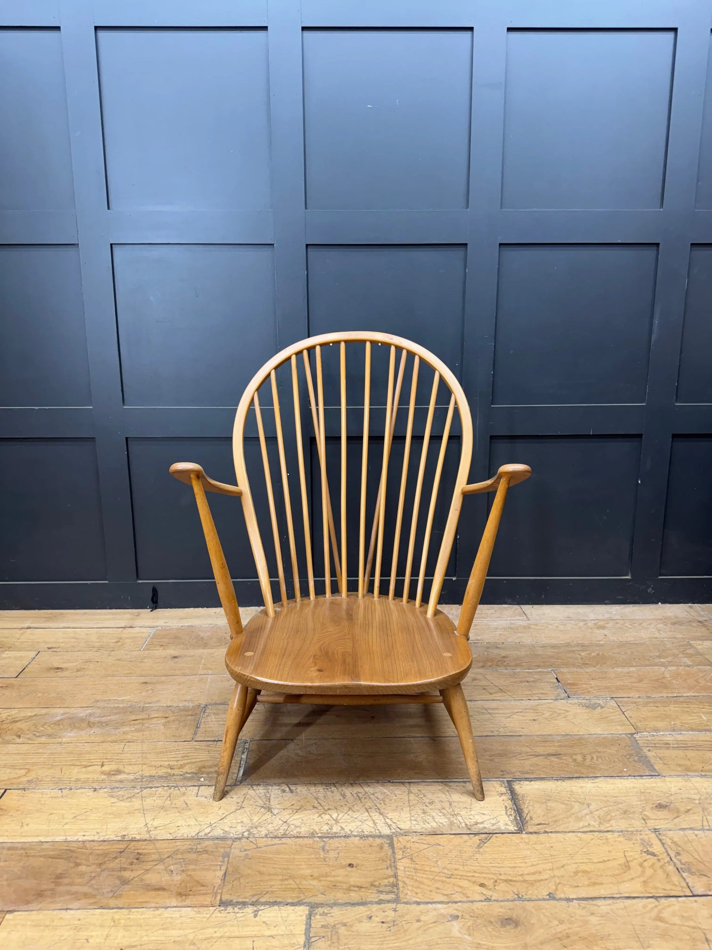 Vintage Ercol 317 Grandfather Chair Mid Century Retro Elm Windsor Armchair