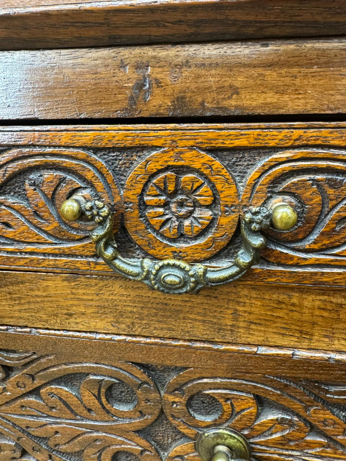 Antique Carved Oak Bureau Bookcase – Decorative Oak Writing Desk
