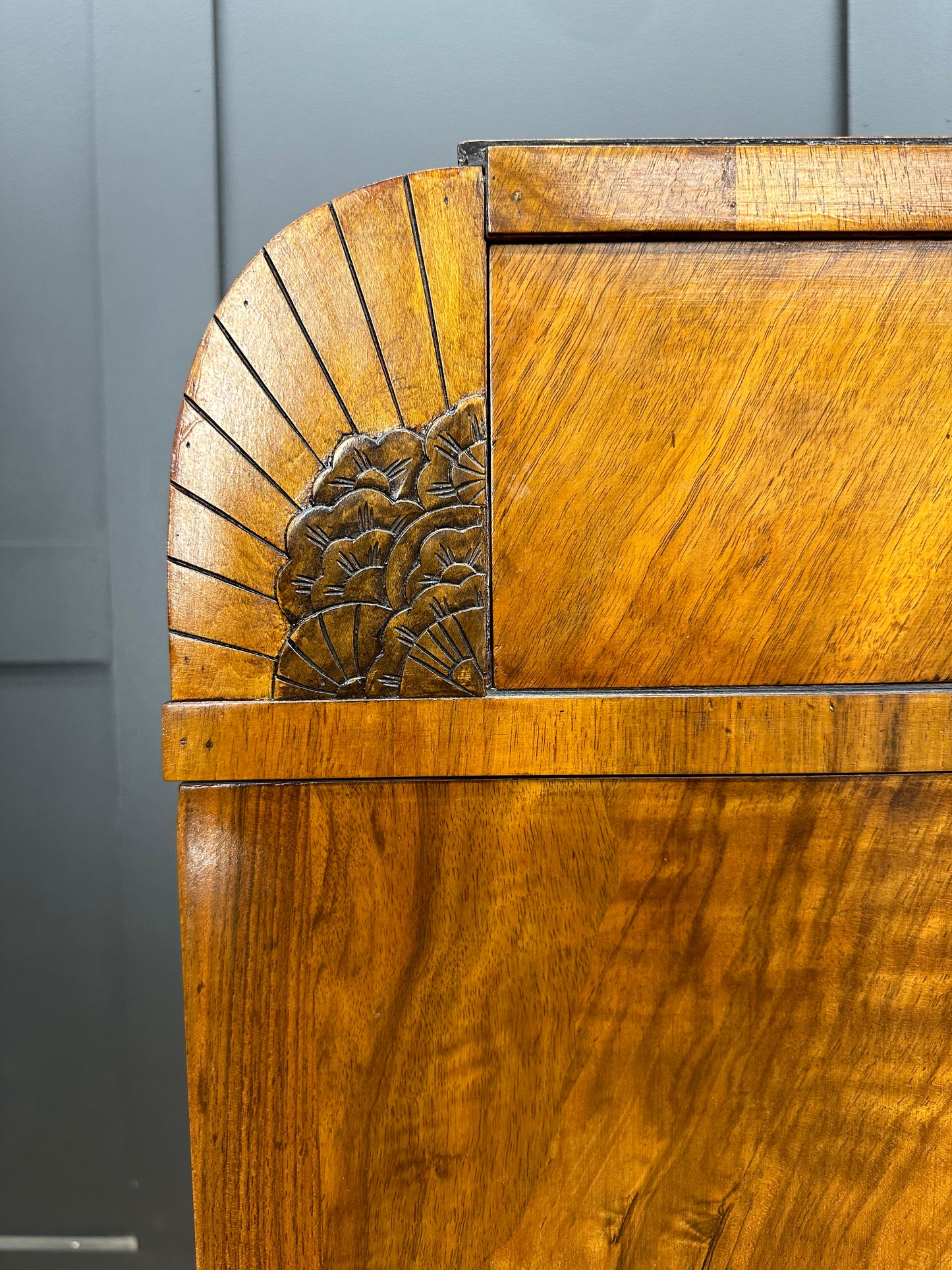 Antique Art Deco Burr Walnut Linen Cupboard /  Chest Of Drawers / Wardrobe
