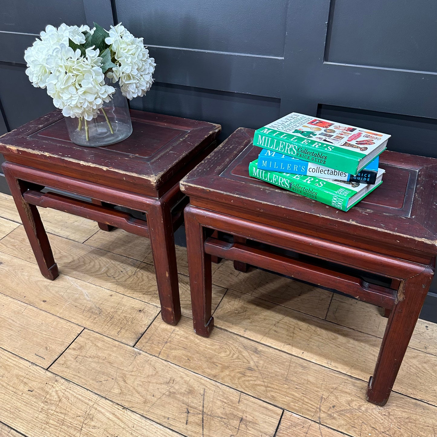 Antique Chinese Hardwood Pair Of Coffee Tables / Occasional Tables /Bedsides (F