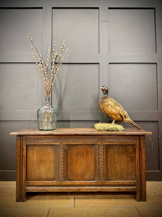 Antique Oak Coffer / 19th.C Antique Mule Chest / Blanket Box Sideboard Tv Stand