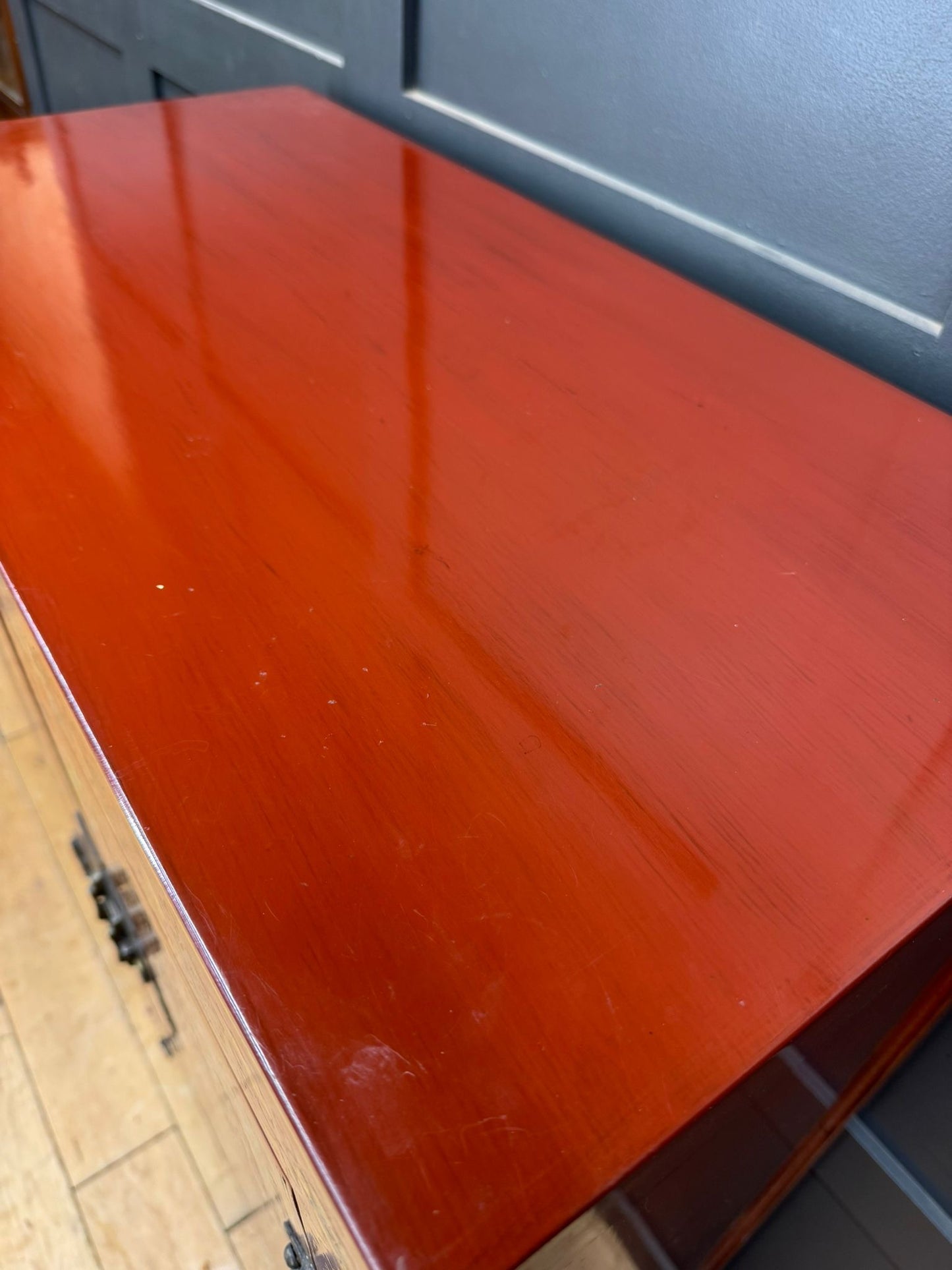 Red Lacquer Shanxi Butterfly Cabinet – Hand Painted Chinese Armoire Cupboard