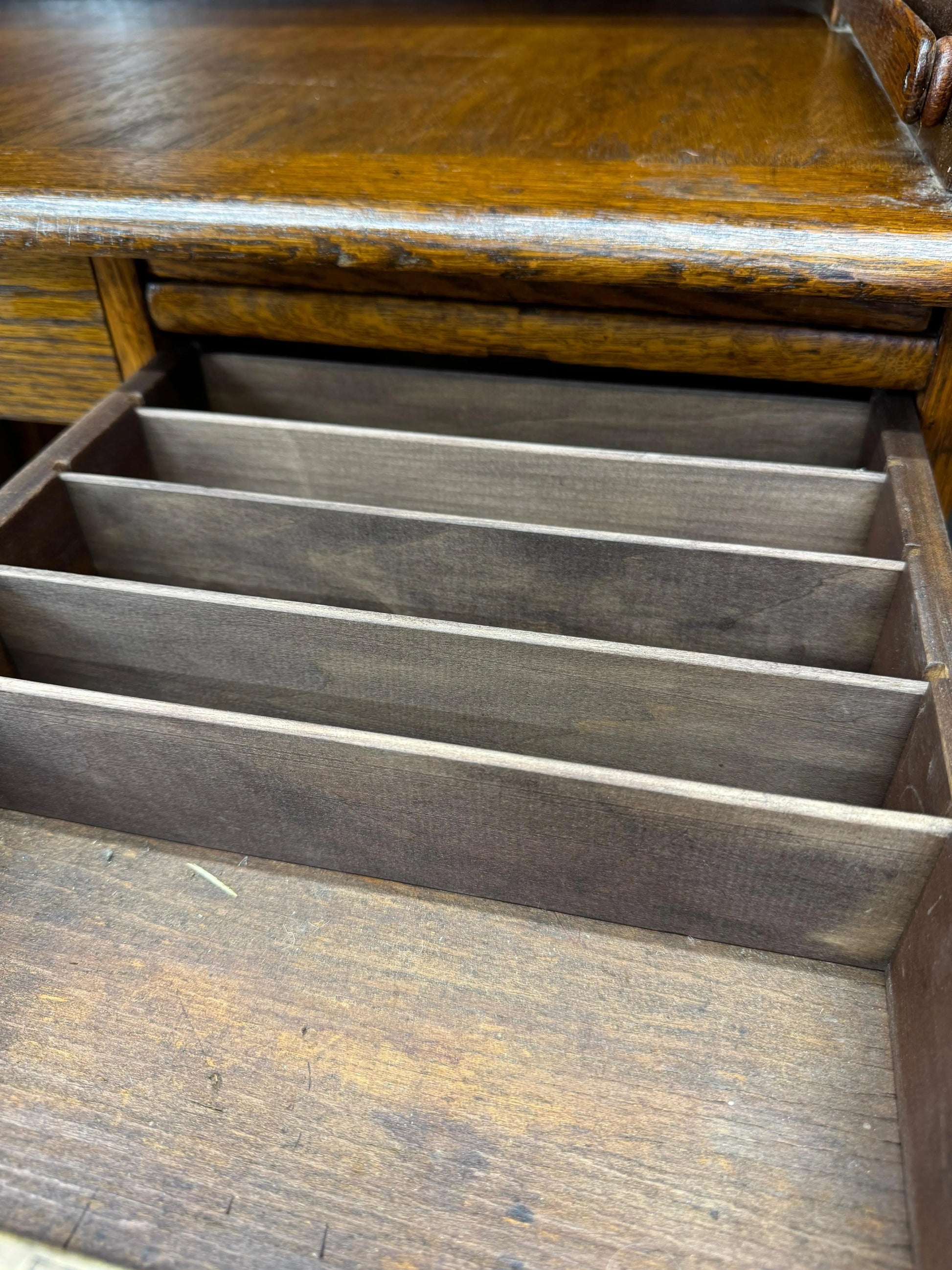 Edwardian Oak Roll Top Pedestal Desk Writing Desk With Fitted Interior RUSTIC WAREHOUSE NORFOLK