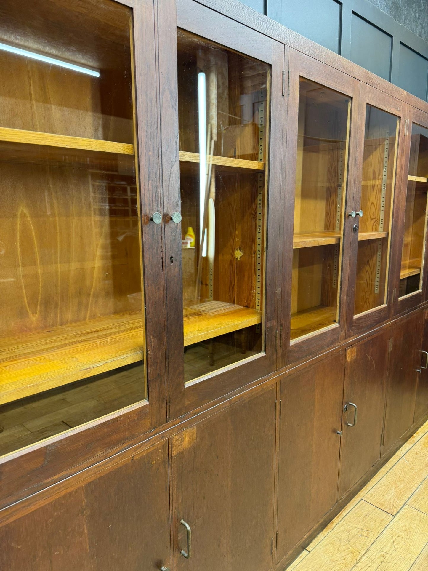 Vintage Oak Triple School Science Cupboard Cabinet – Pantry or Kitchen Storage