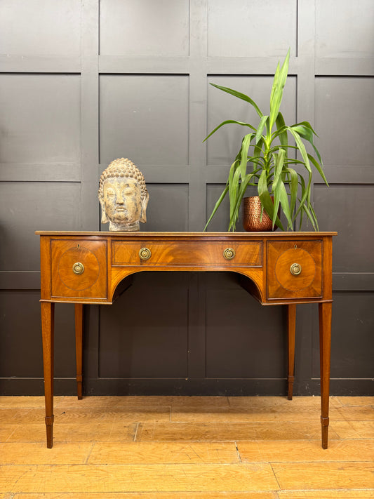 Edwardian Mahogany Bowfront Sideboard Console Table Inlaid 3 Drawer