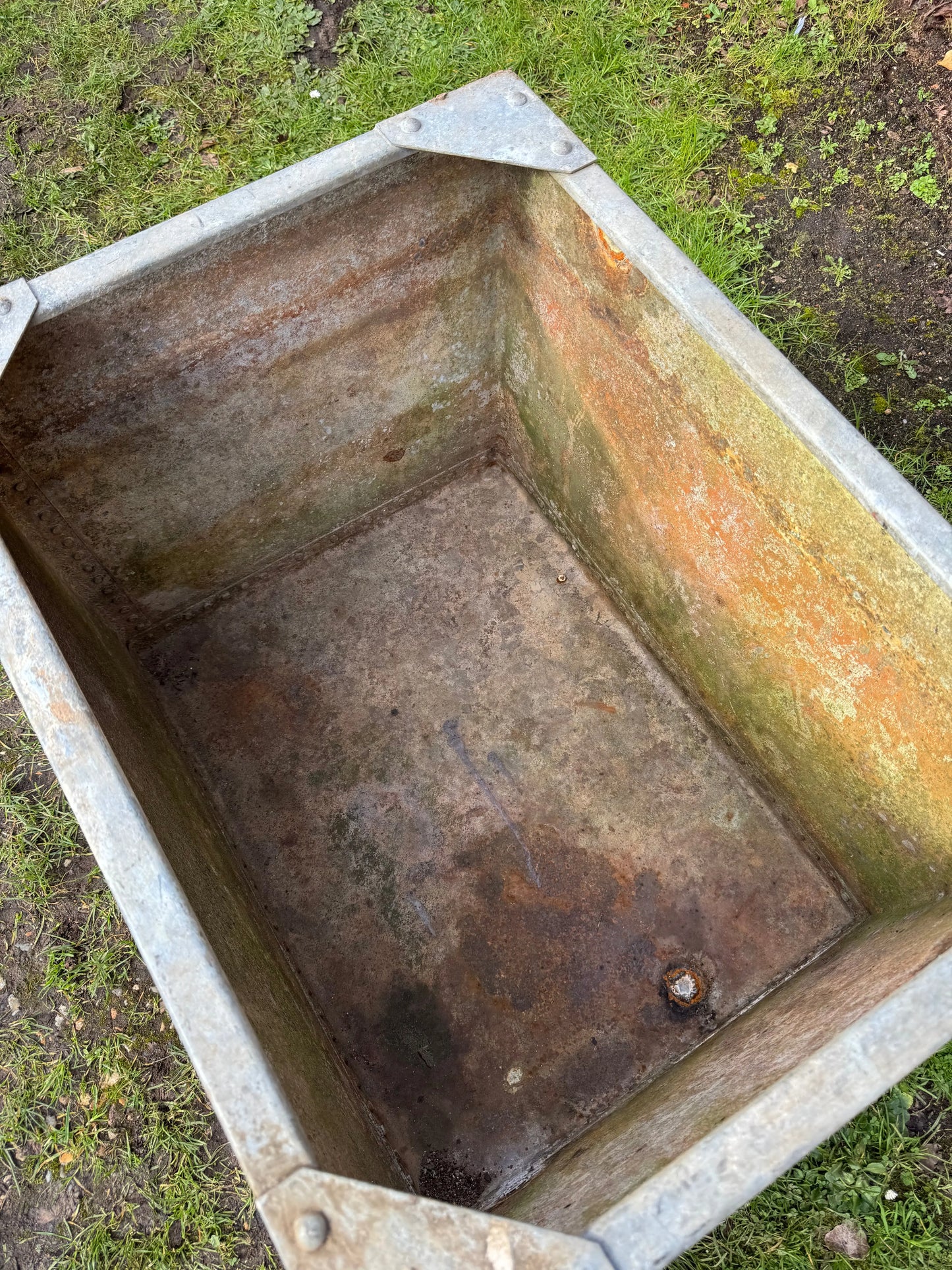 Riveted Galvanised Trough Planter /  Raised Flower Bed Plant Olive Tree Pot W2 RUSTIC WAREHOUSE NORFOLK