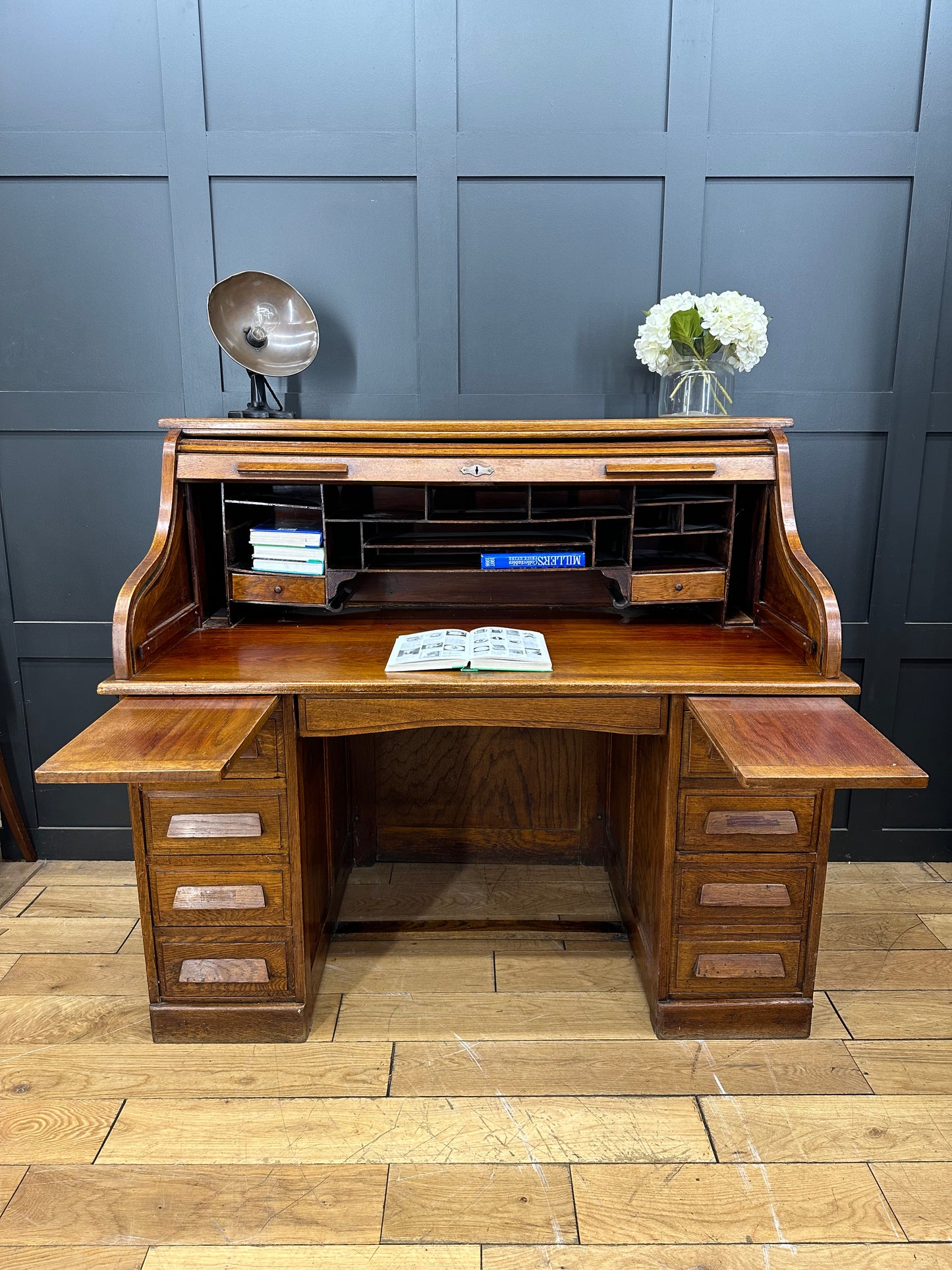 Antique Oak Roll Top Desk / Oak Bureau / Writing Desk / Home Office