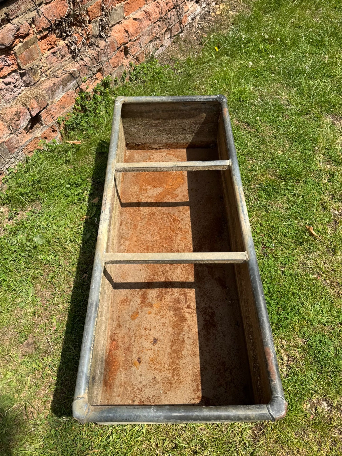 Vintage Galvanised Water Trough Planter Pond 124cm Garden Feature Rustic Tank 3a