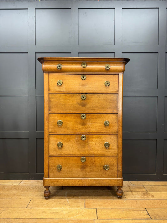 Antique Continental oak secretaire chest of drawers, late 19th century
