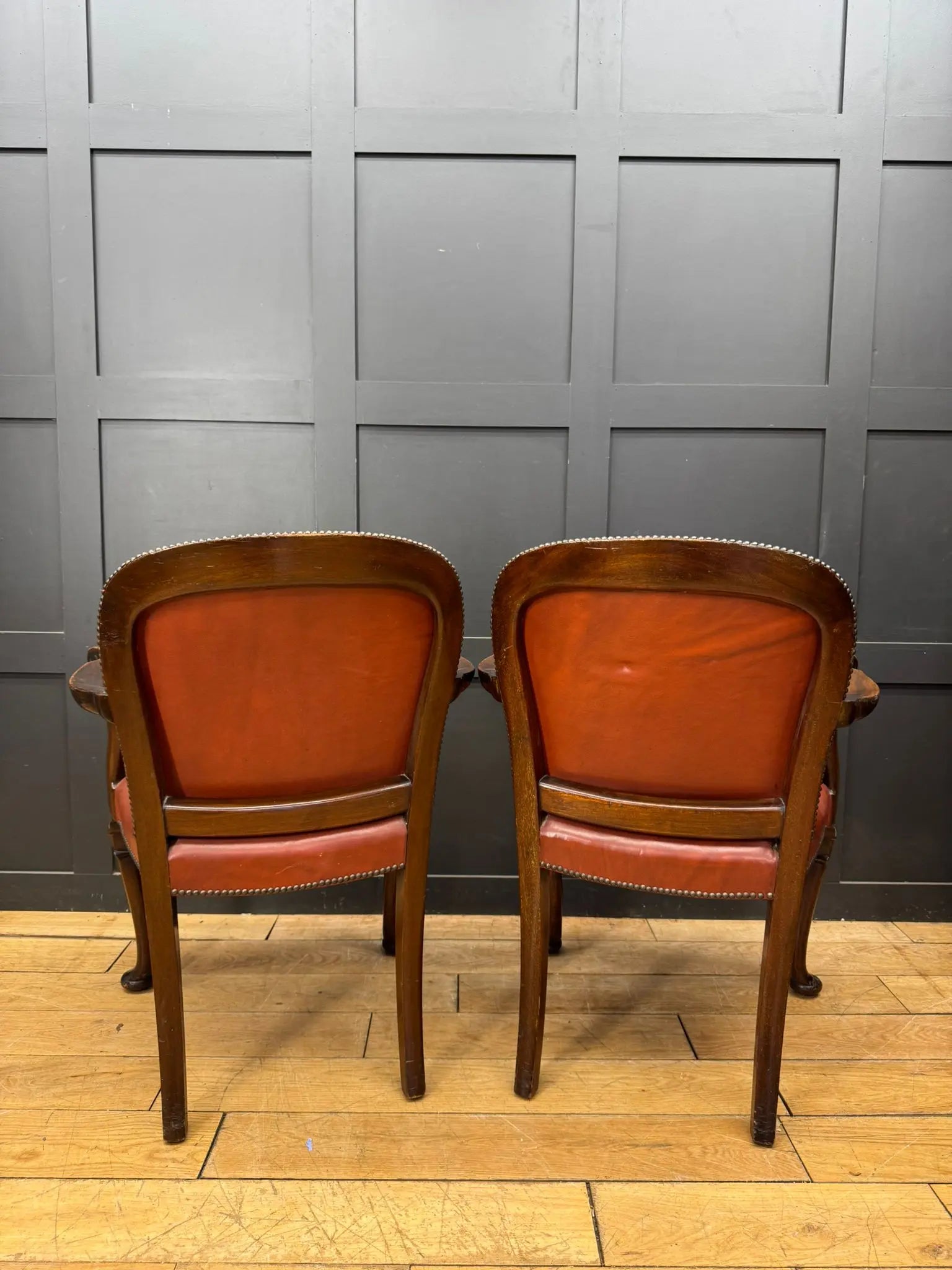 Antique Pair Of Gainsborough Style Mahogany Armchairs Desk Study Carver Chairs RUSTIC WAREHOUSE NORFOLK