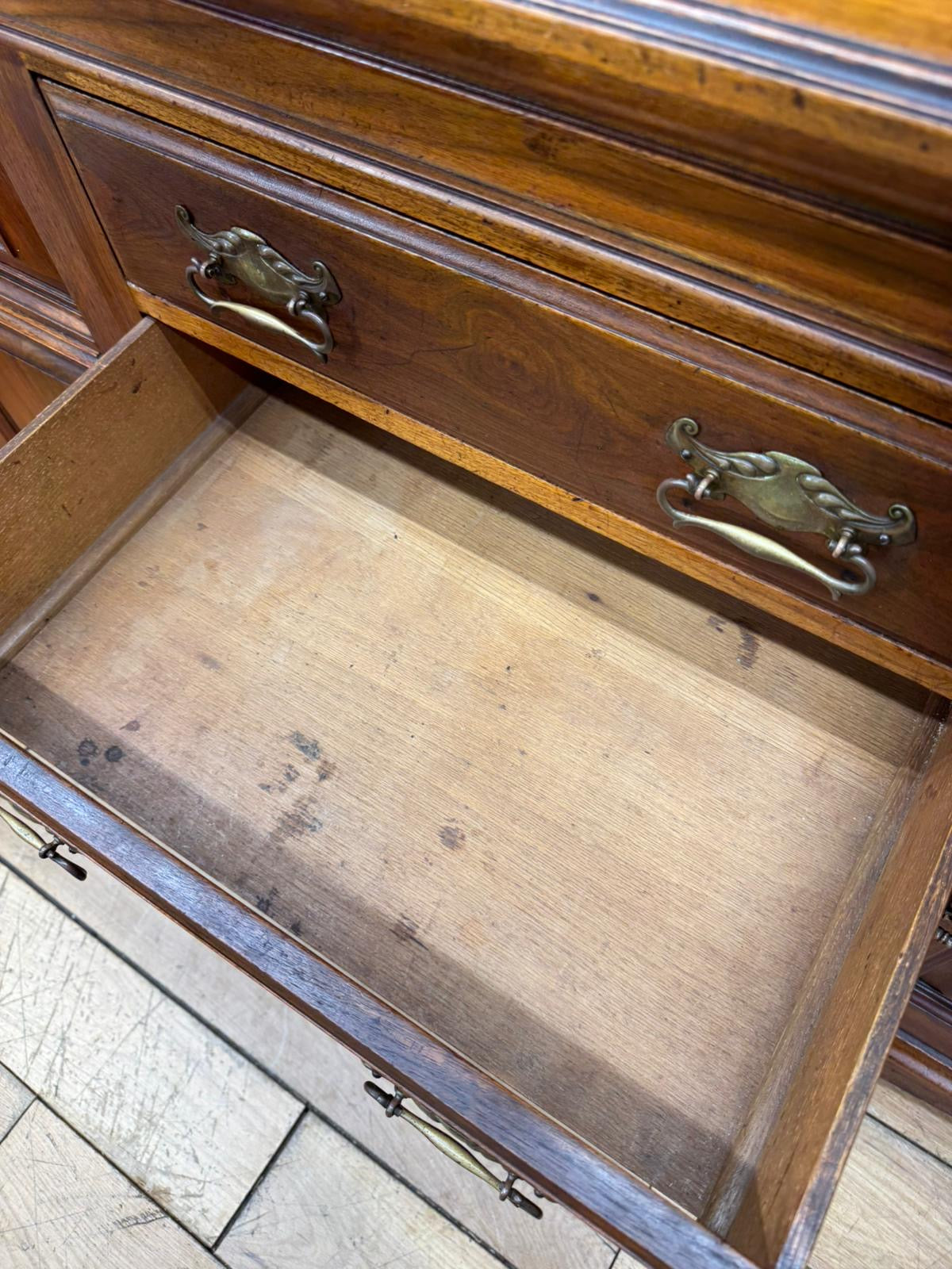 Antique Walnut Sideboard – Art Nouveau Cabinet with Drawers Cupboard TV Unit