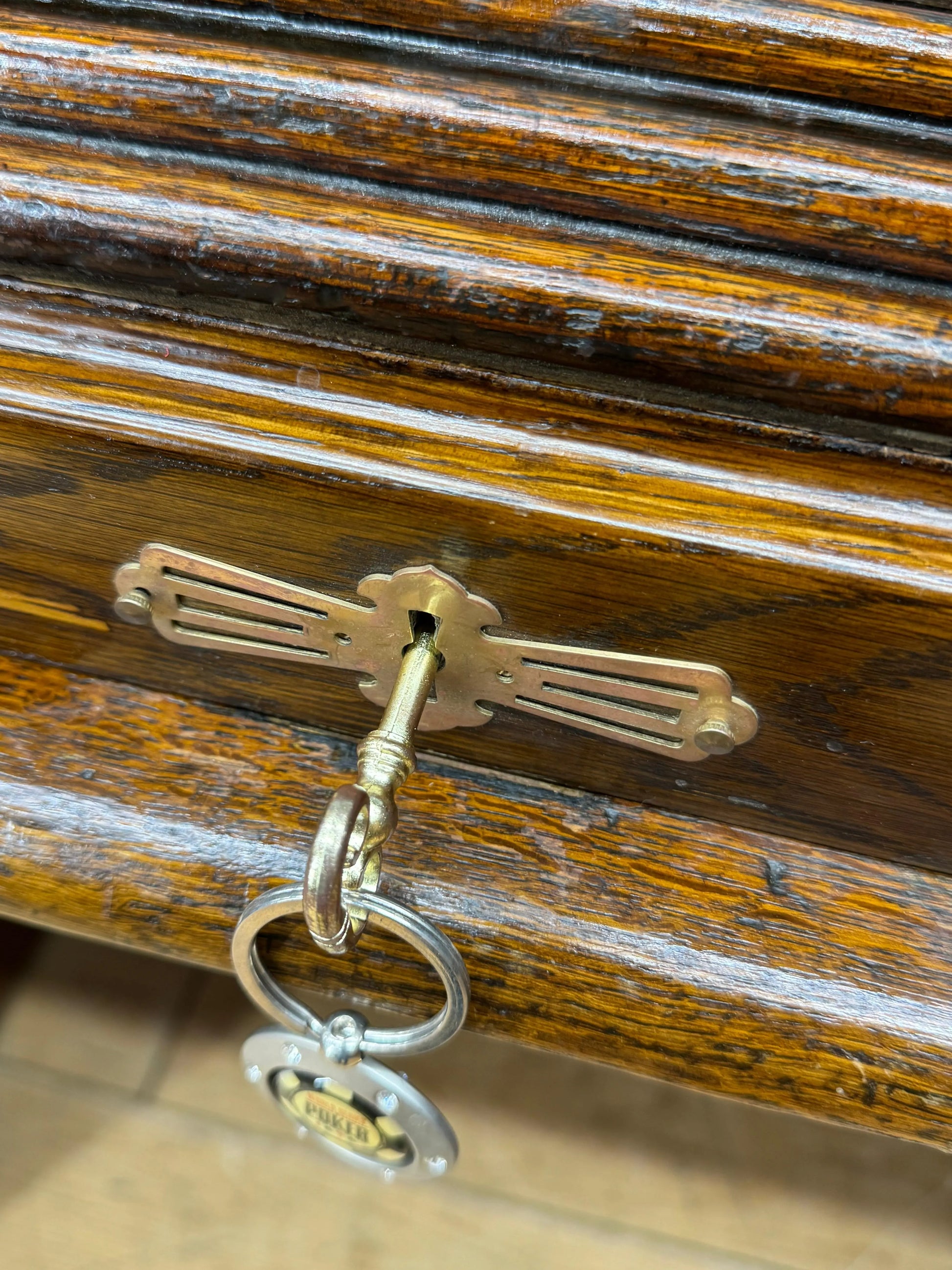 Edwardian Oak Roll Top Pedestal Desk Writing Desk With Fitted Interior RUSTIC WAREHOUSE NORFOLK