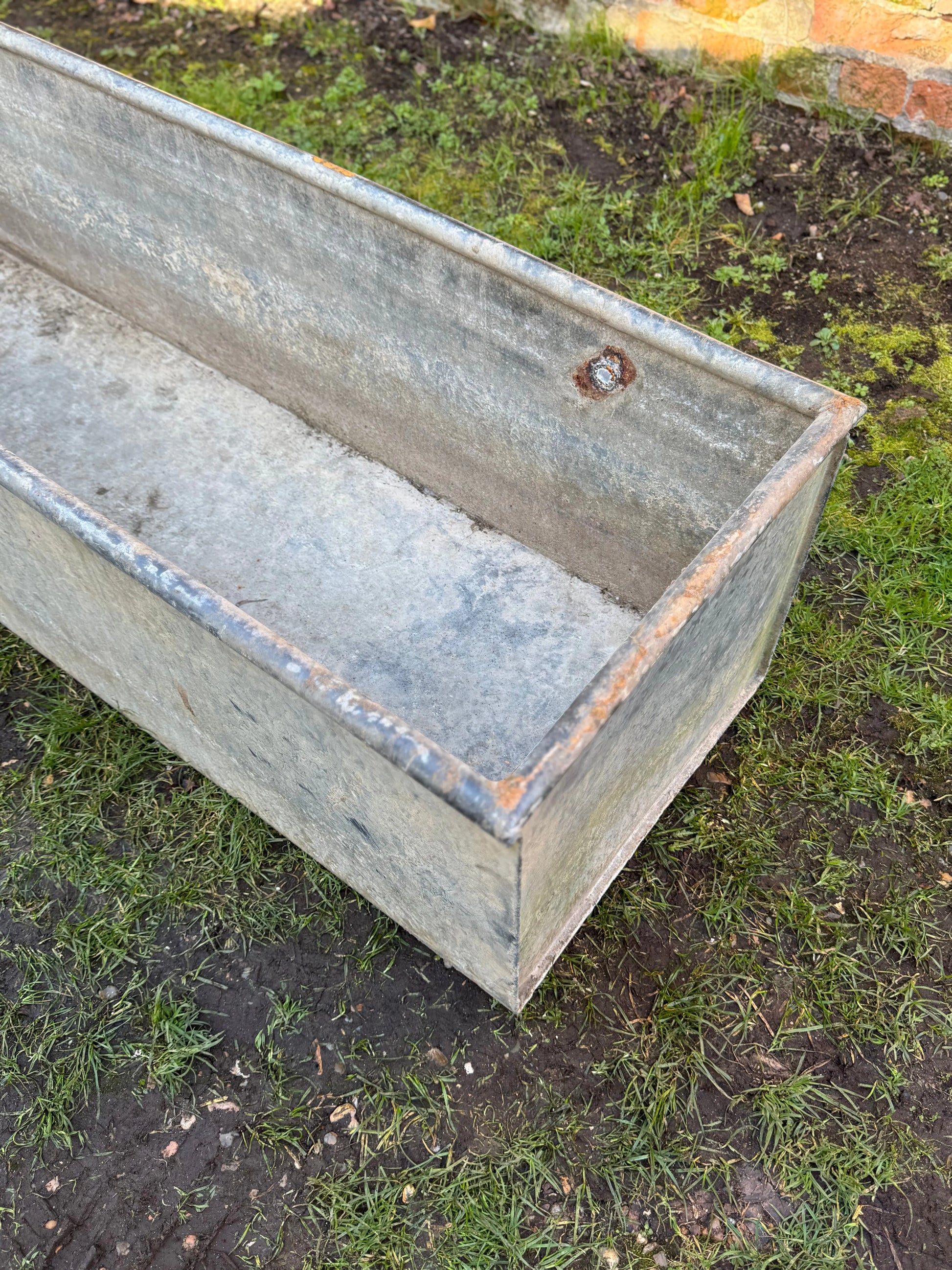 Large Vintage Galvanised Metal Water Trough Planter Garden Pond 243cm W5 RUSTIC WAREHOUSE NORFOLK