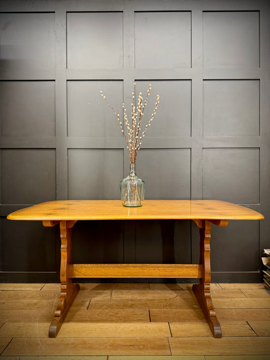 Vintage Ercol Solid Elm Refectory Dining Table – 152cm Long, Kitchen Table