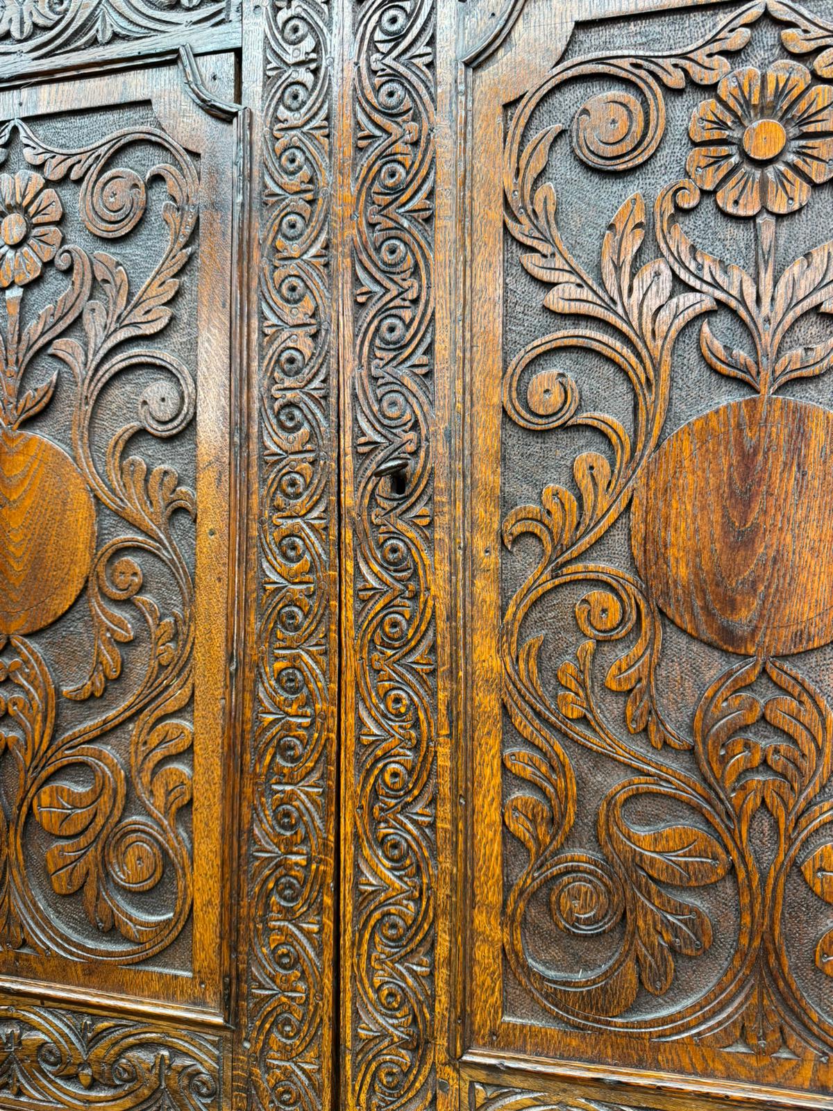 Antique Carved Oak Bureau Bookcase – Decorative Oak Writing Desk