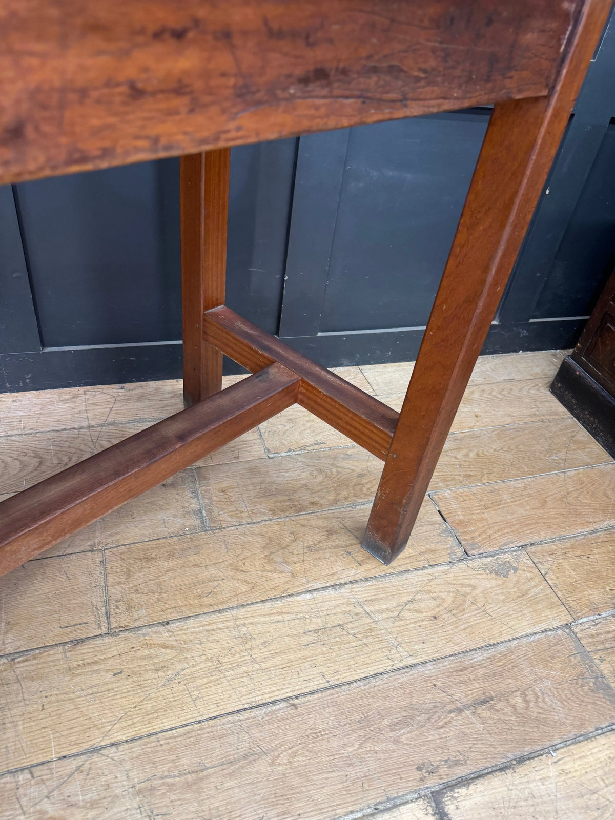 Vintage School Lab Bench Iroko Top Beech Frame Kitchen Island Prep Table Desk