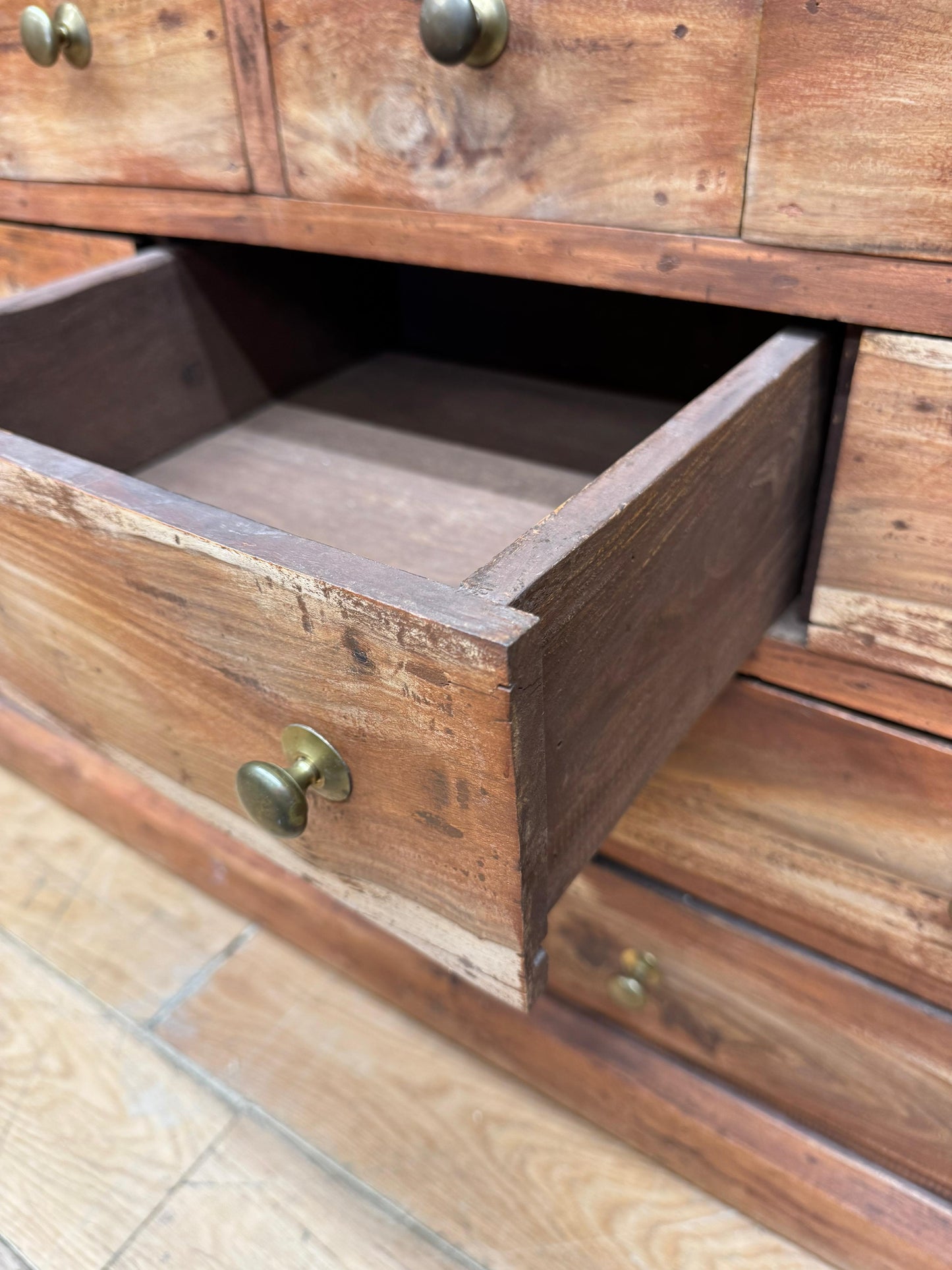 Vintage Rustic Hardwood Multi Drawer Sideboard Apothecary Storage Cabinet