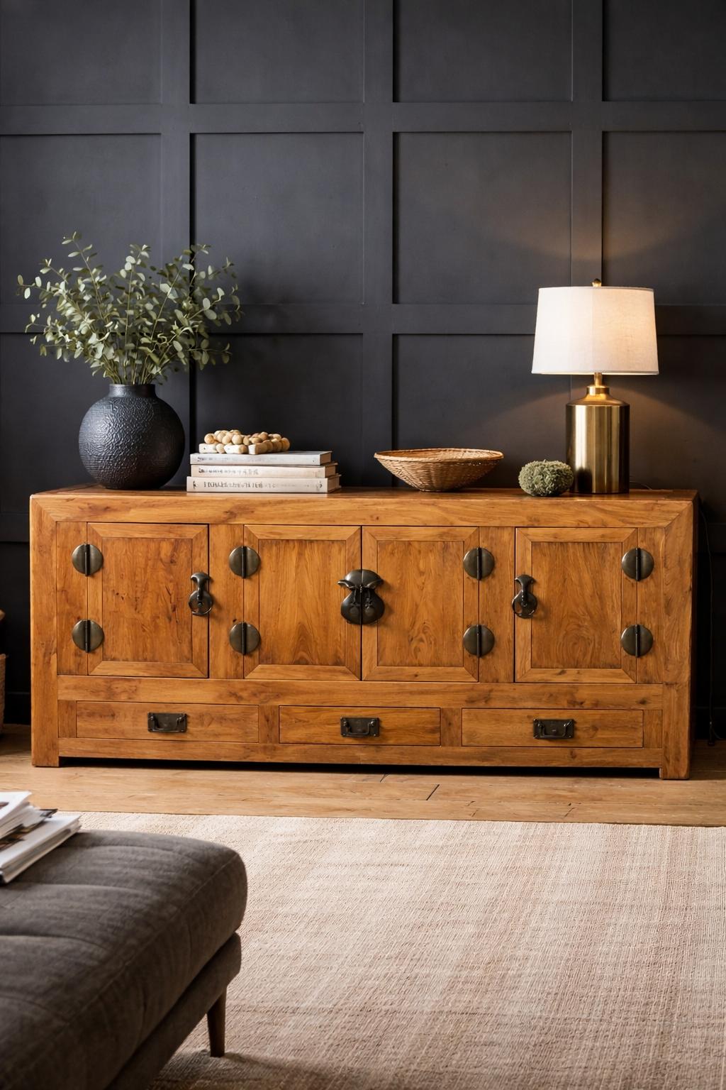 Large Chinese Elm Sideboard Cupboard Console TV Stand