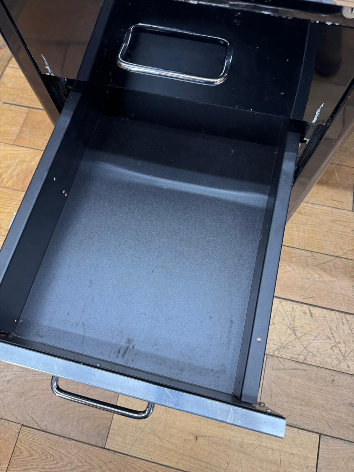 Art Deco Style Black Metal Desk / Müller Chrysler Office Twin Pedestal Desk