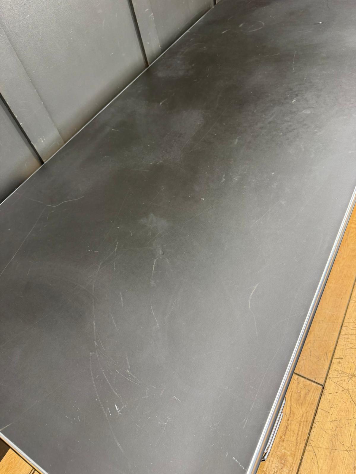 Art Deco Style Black Metal Desk / Müller Chrysler Office Twin Pedestal Desk