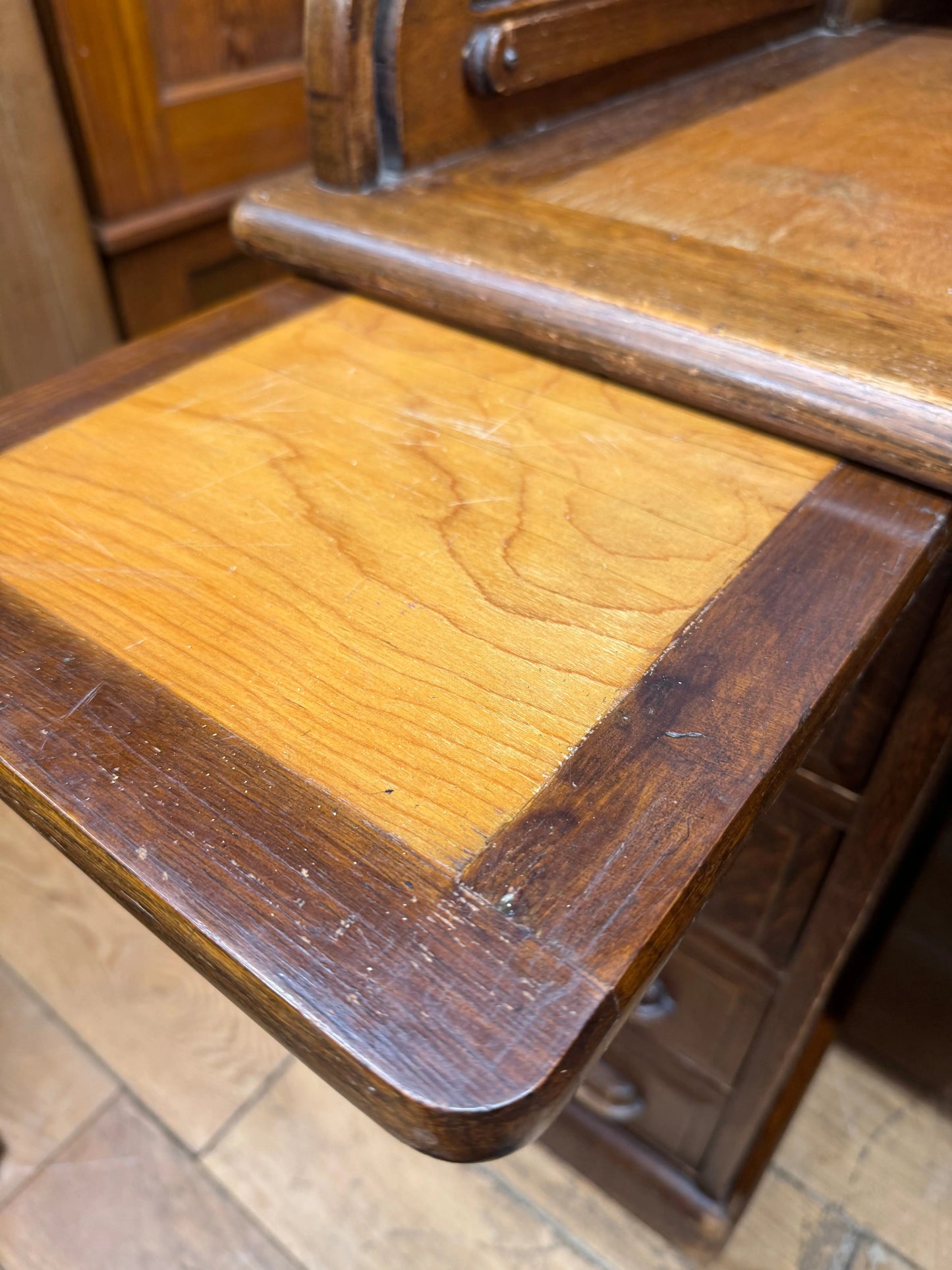 Antique Oak Roll Top Desk Office Furniture Pedestal Tambour c.1900 Edwardian