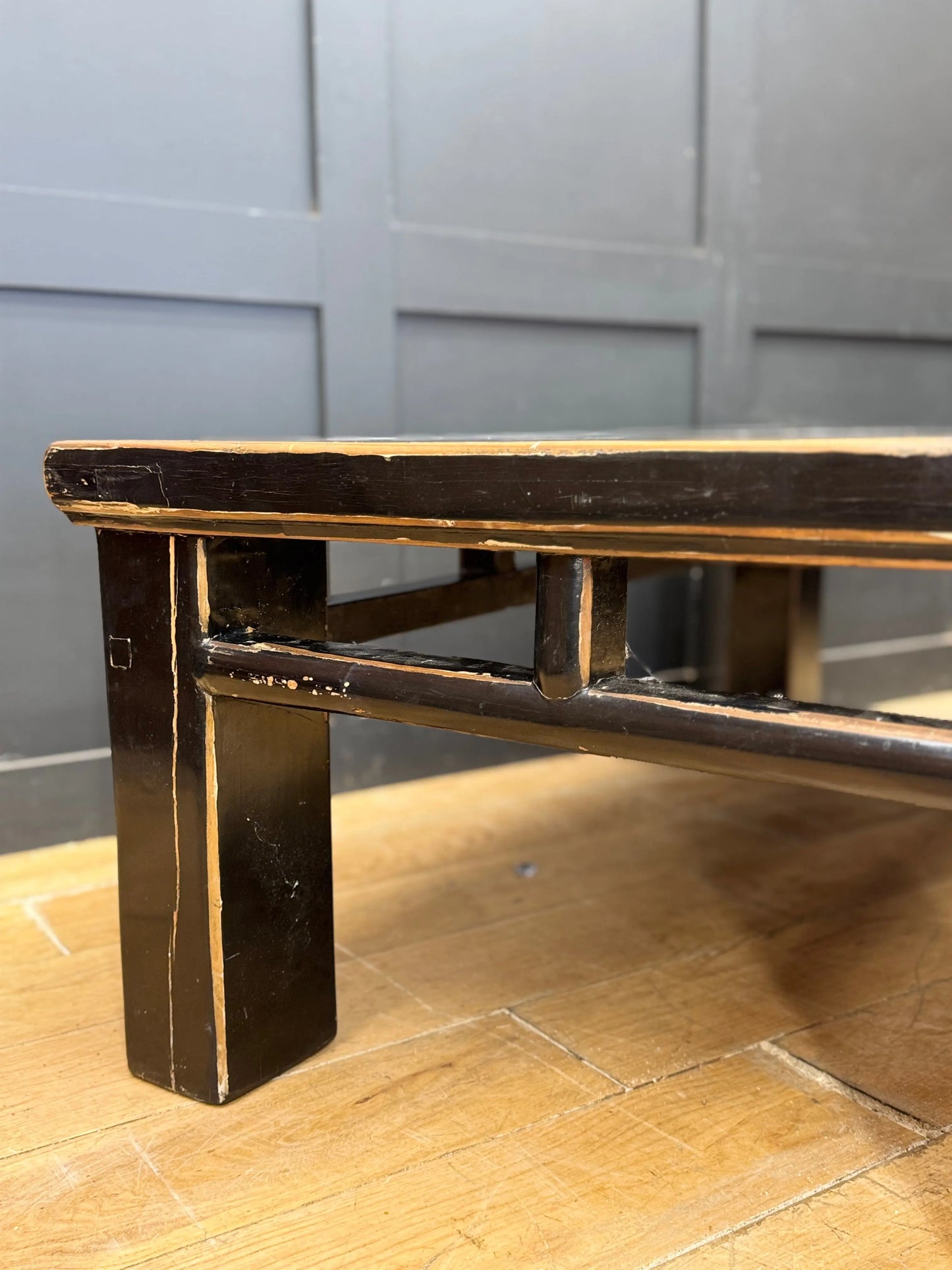 Vintage Chinese Black Lacquer Kang Coffee Table Low Oriental Table