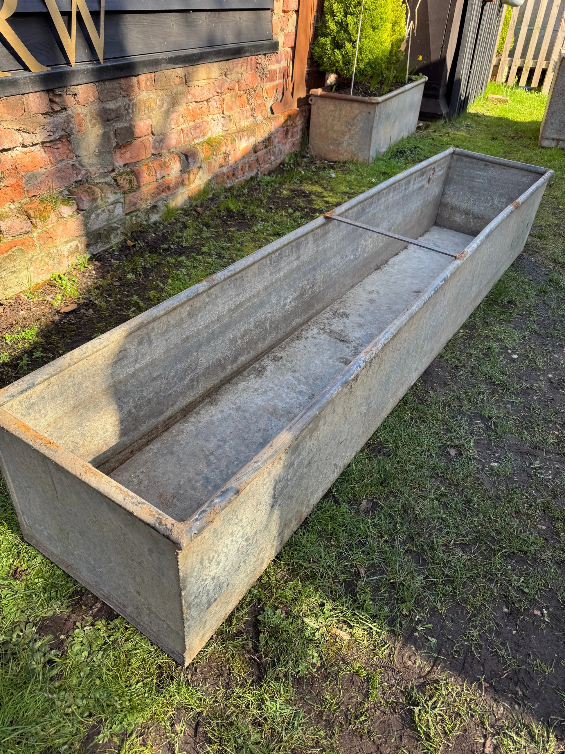 Large Vintage Galvanised Metal Water Trough Planter Garden Pond 243cm W5 RUSTIC WAREHOUSE NORFOLK