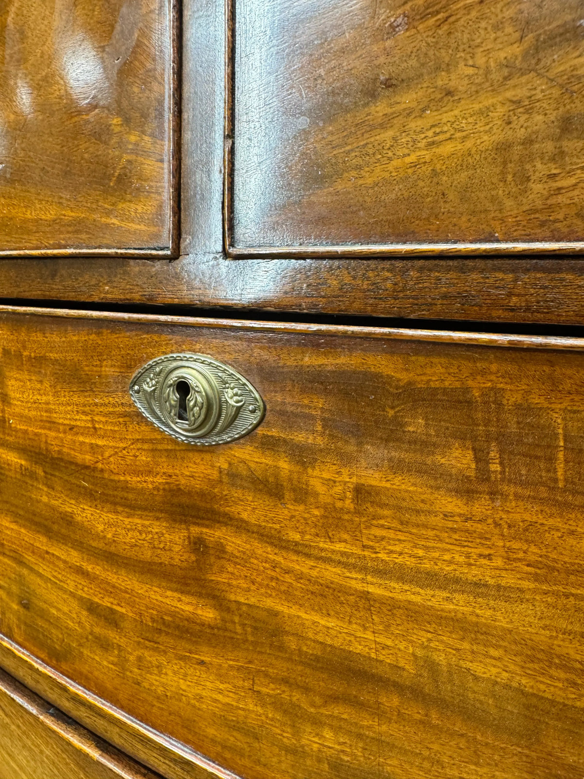 Antique Regency Mahogany Bow Front Chest Drawers Georgian Inlaid Bedroom