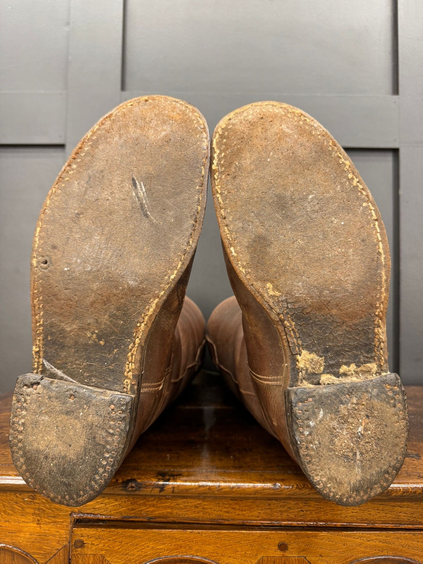 WWII Military Brown Leather Flying Army Boots with Boot Trees Jack Boots