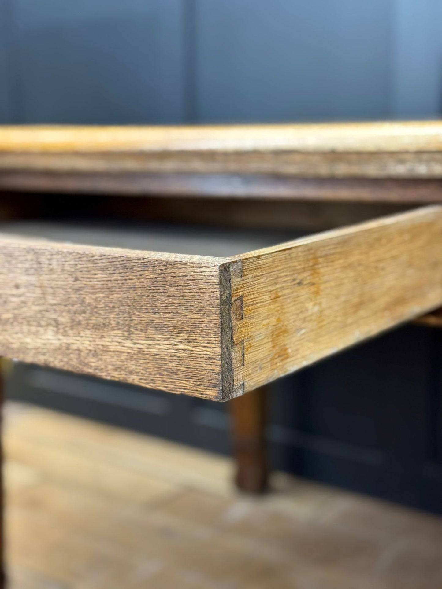Antique Large Solid Oak Desk Writing / Library Table 2 Drawers Office Furniture