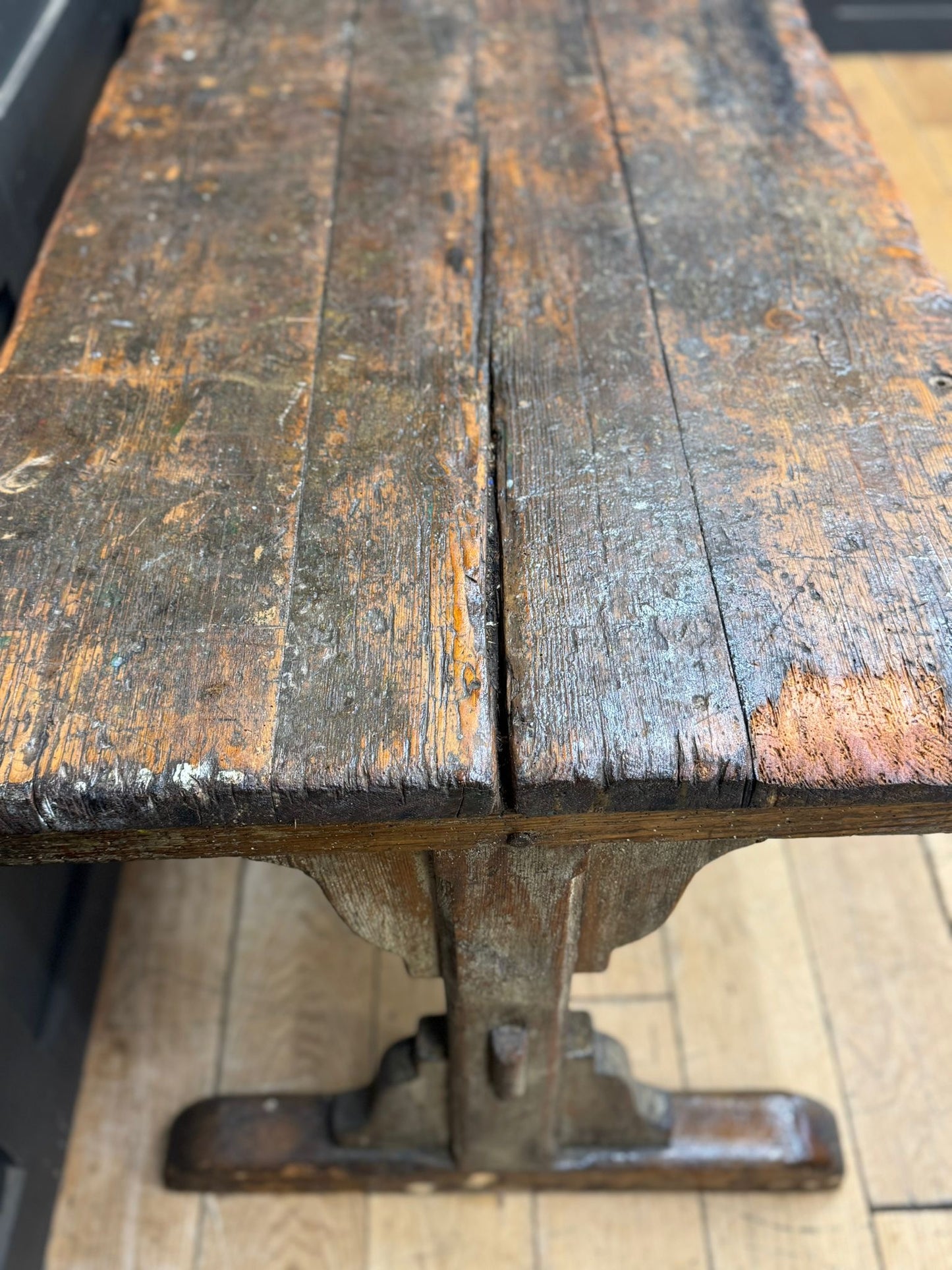 Antique Reclaimed School Workbench / Long Rustic Table / Kitchen Table Desk