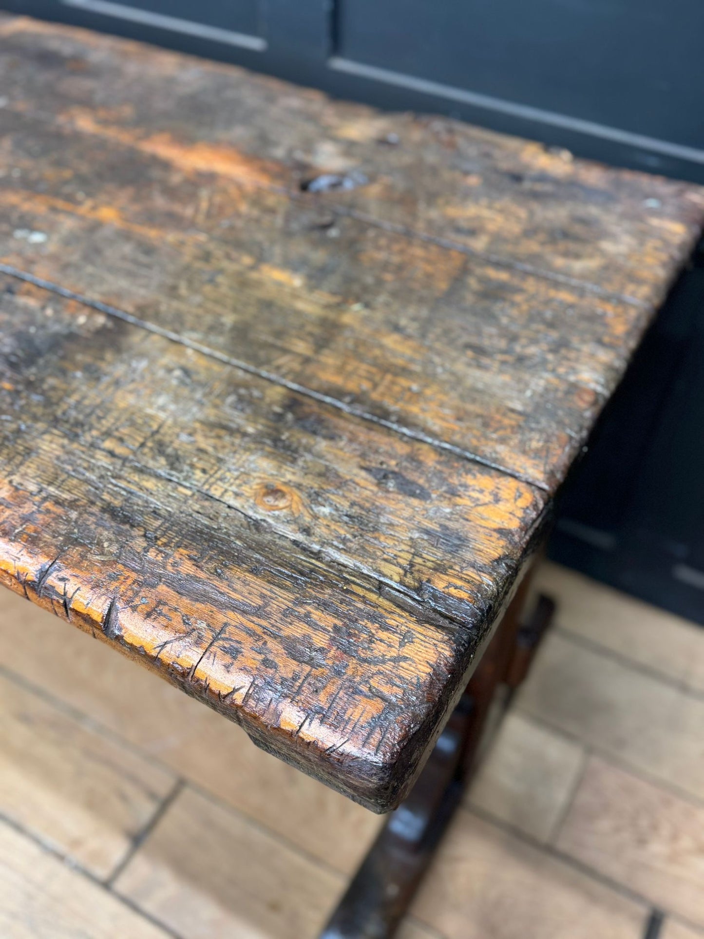 Antique Reclaimed School Workbench / Long Rustic Table / Kitchen Table Desk