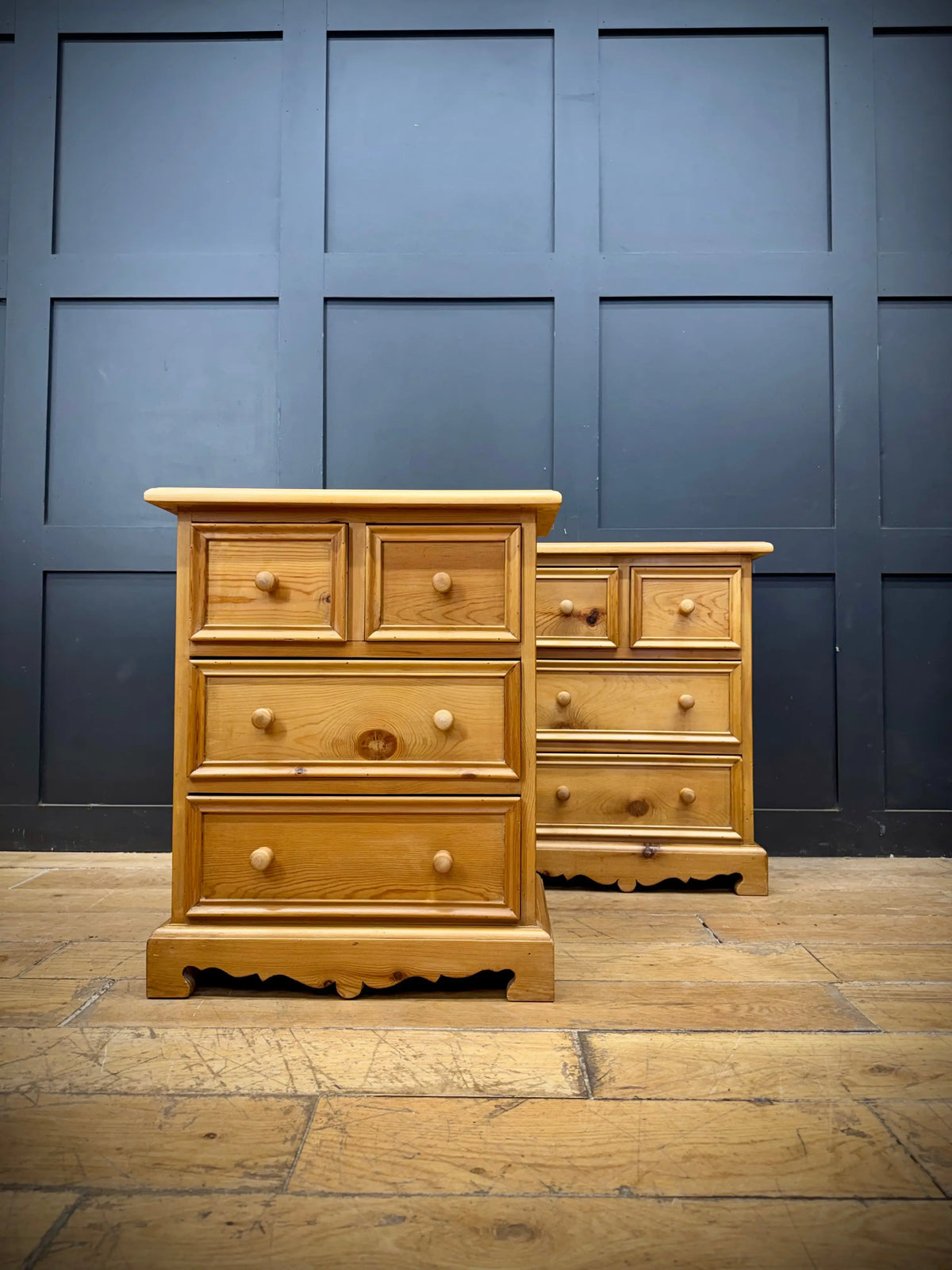 Pair Rustic Pine Bedside Tables Drawers Country Farmhouse Bedside Cabinets RUSTIC WAREHOUSE NORFOLK