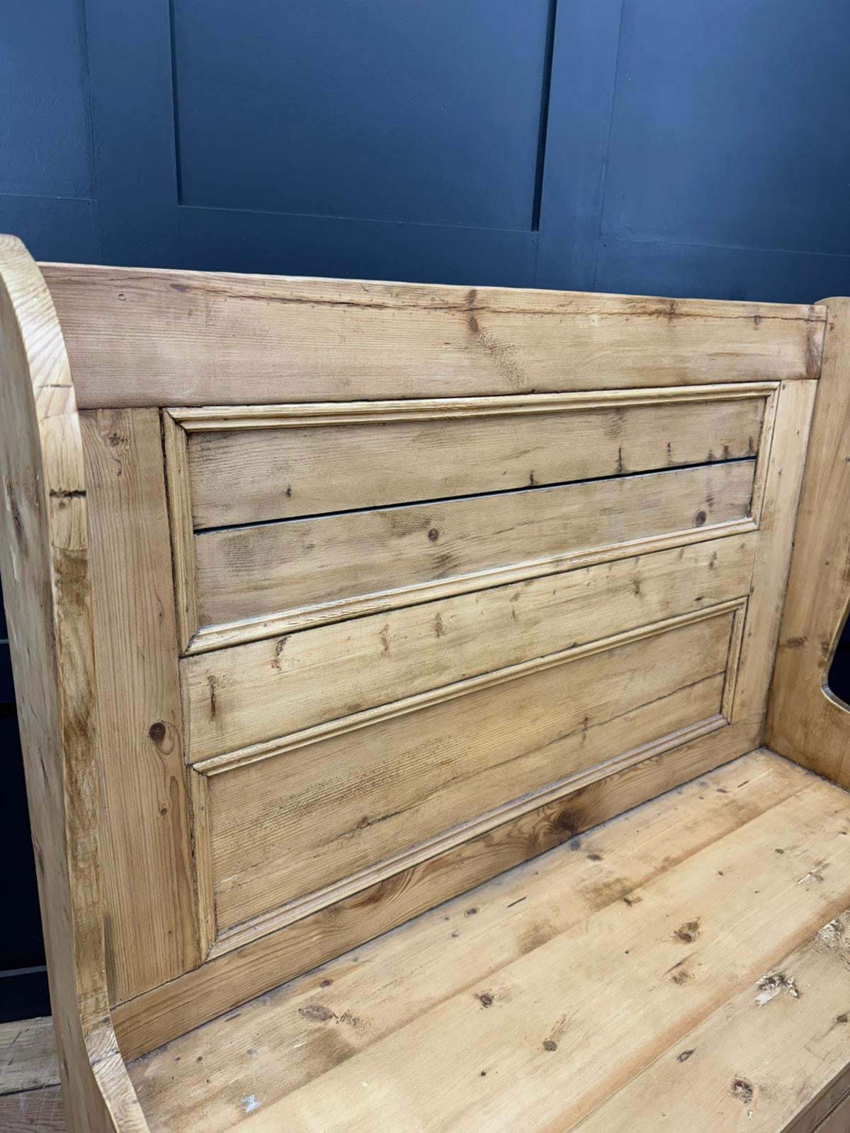 Vintage Pine Monks Bench with Drawer/ Rustic Hallway Storage Seat
