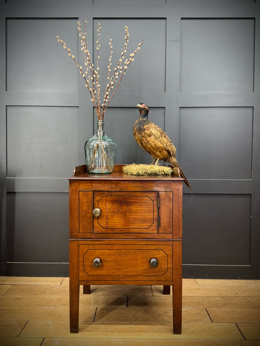 Antique Georgian Mahogany Night Commode Cabinet Bedside Table / Side Cabinet