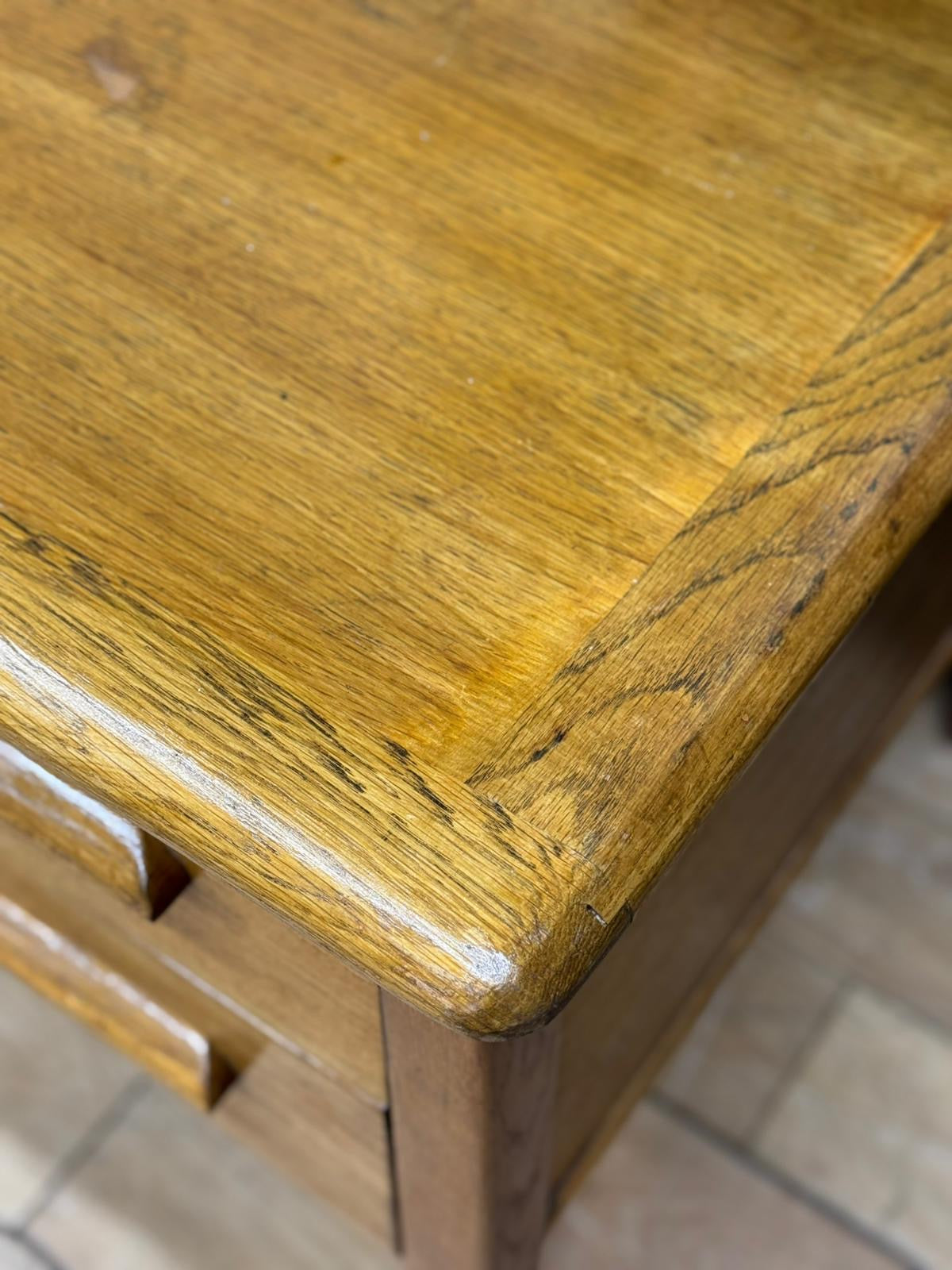 Vintage Abbess Oak Desk Twin Pedestal Writing Table Retro Office Furniture