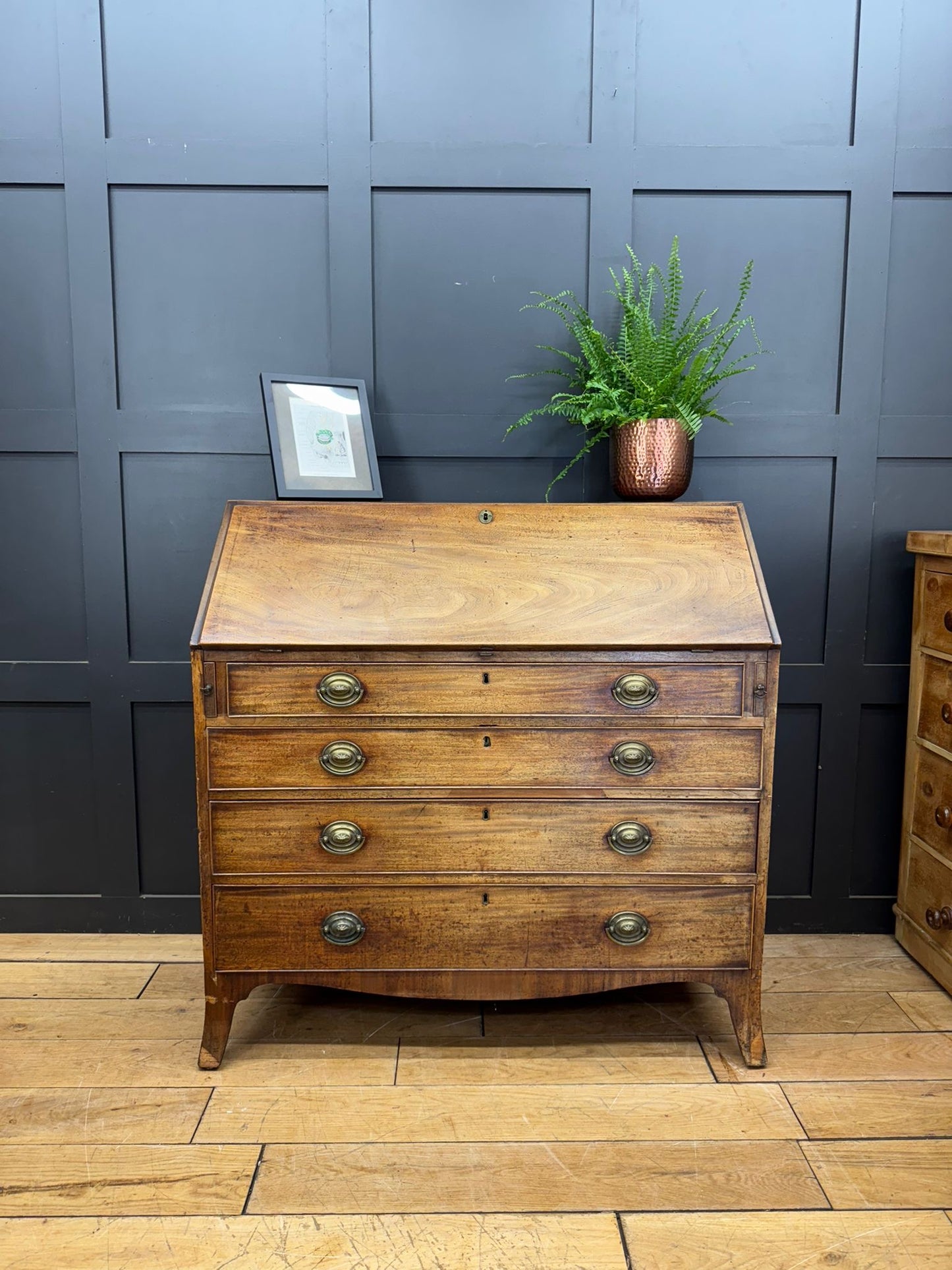 Antique Georgian Mahogany Bureau Desk Chest Drawers Writing Table Sideboard