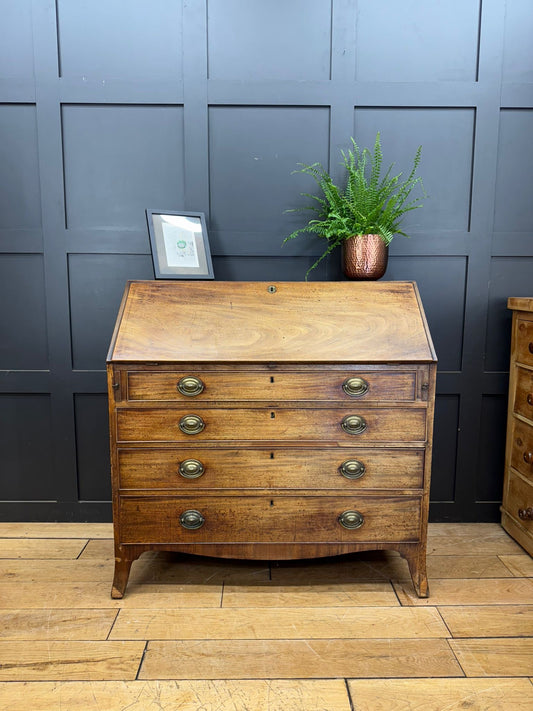 Antique Georgian Mahogany Bureau Desk Chest Drawers Writing Table Sideboard