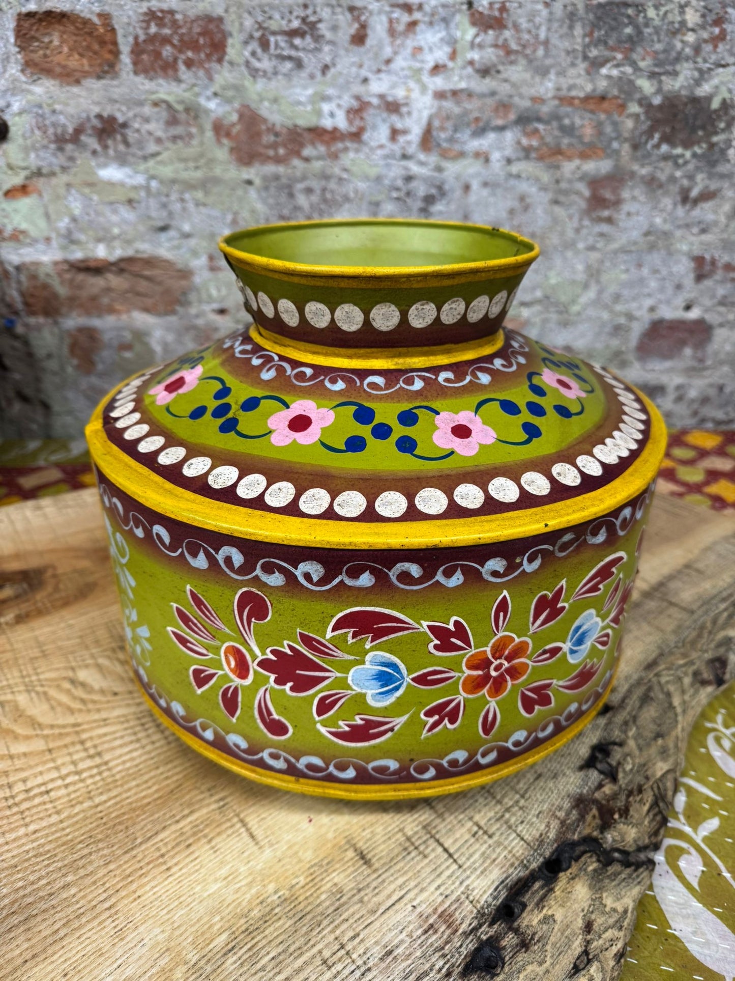 Vintage Painted Water Pot / Vase / Planter / Narrow Boat Ware Gypsy Art