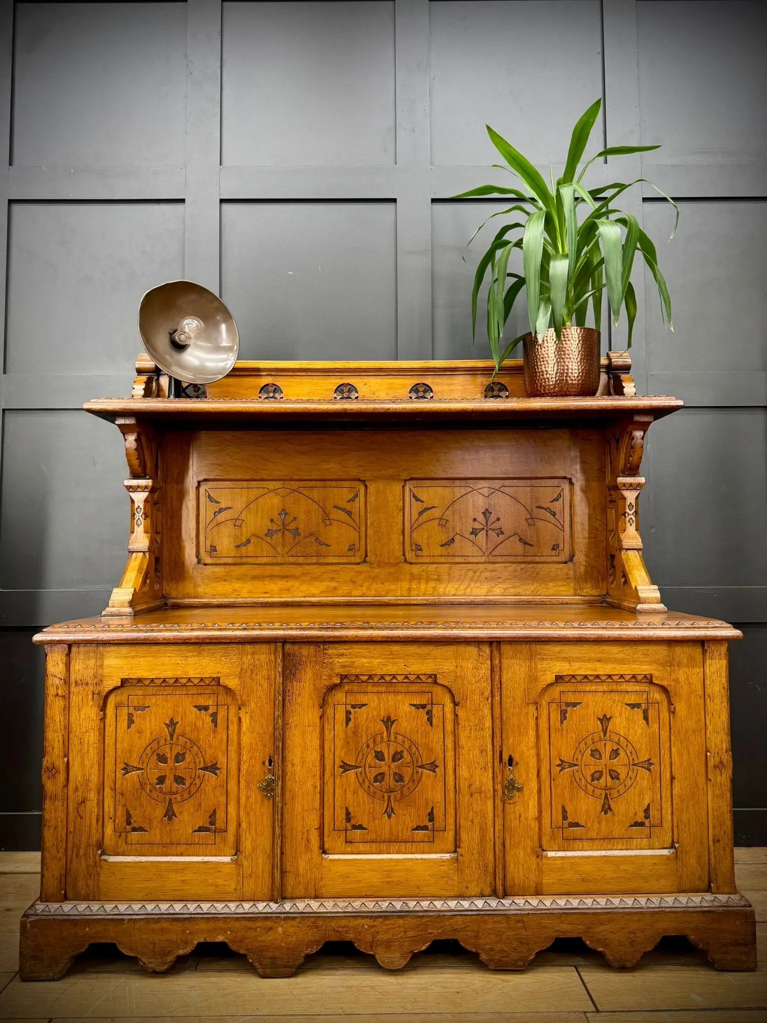 Antique Oak Buffet Sideboard Cabinet / Cupboard Gothic /Aesthetic Movement RUSTIC WAREHOUSE NORFOLK